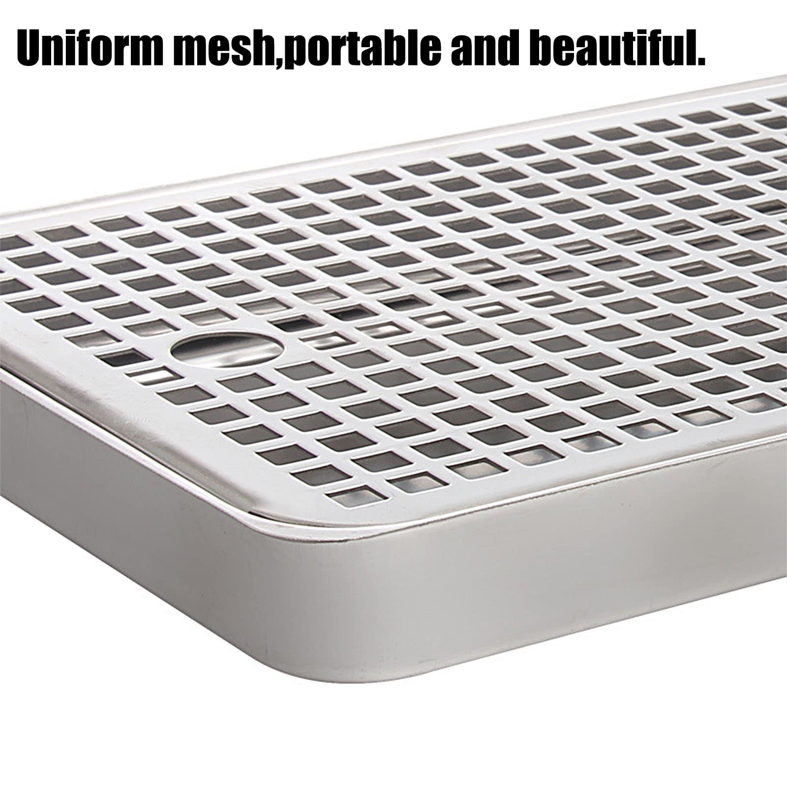 Vassoio Antigoccia In Acciaio Inox 304 - Con Griglia Plastica Per Bar E Caff&egrave; (31,5x24,5x2,5 Cm)