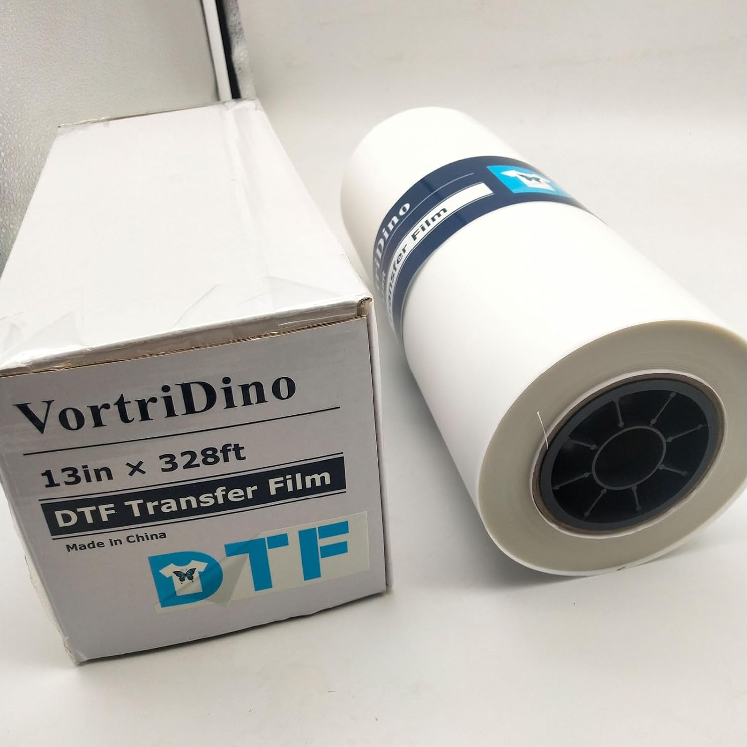 VortriDino DTF Film 13in x 328ft DTF Transfer Film Roll Premium DTF Film Direct to Film Printing Hot Peel for Direct Print on T-Shirts Textile
