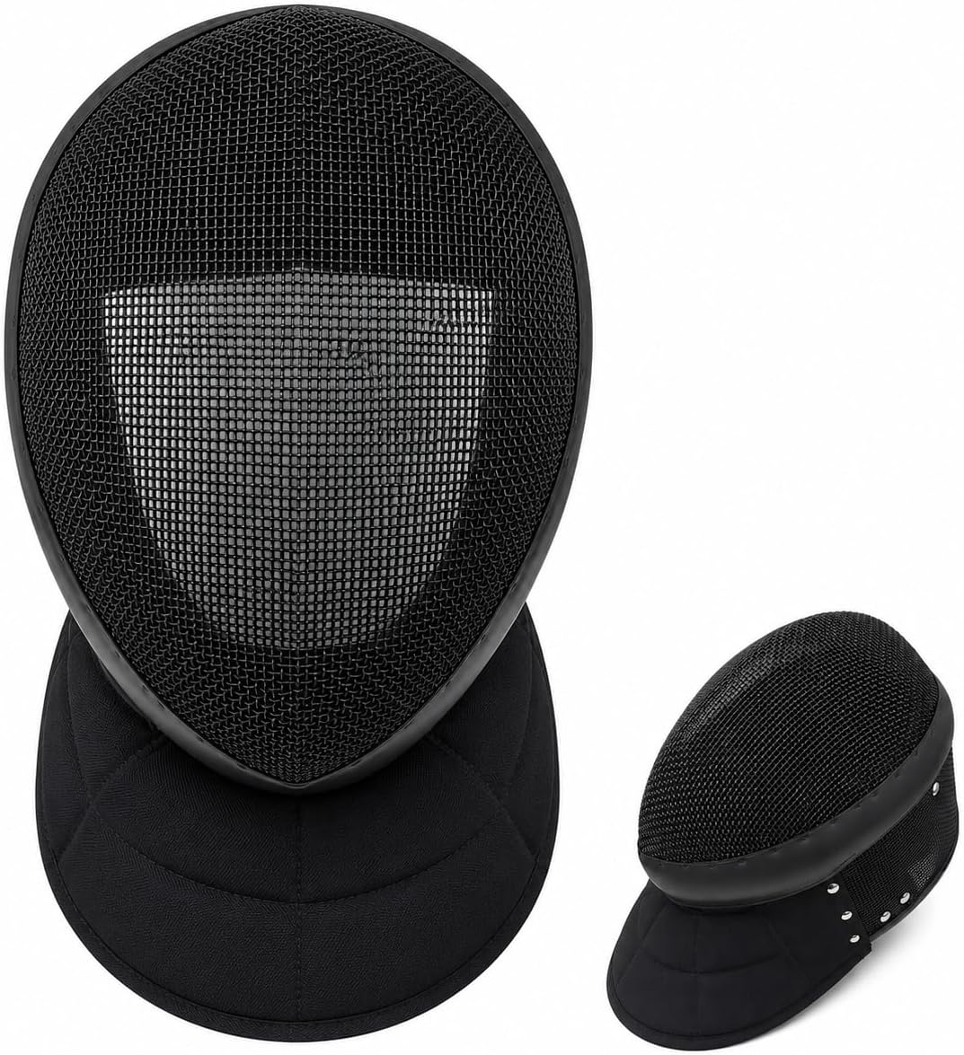Hema Mask 1600N Negro, Casco Hema con Protector Facial de Malla de Acero y Babero Acolchado para el Cuello para Sparring Controlado con Estoque y Sable de Espada Larga, Máscara de Esgrima