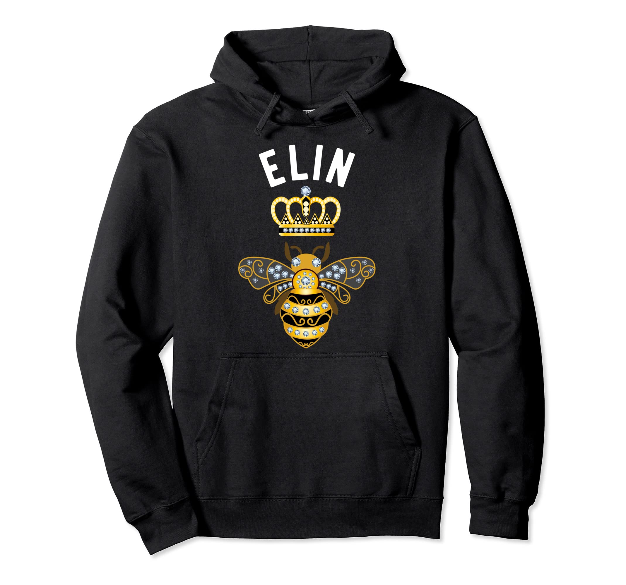 Elin Name Elin Birthday Gifts Queen Crown Bee Elin Pullover Hoodie