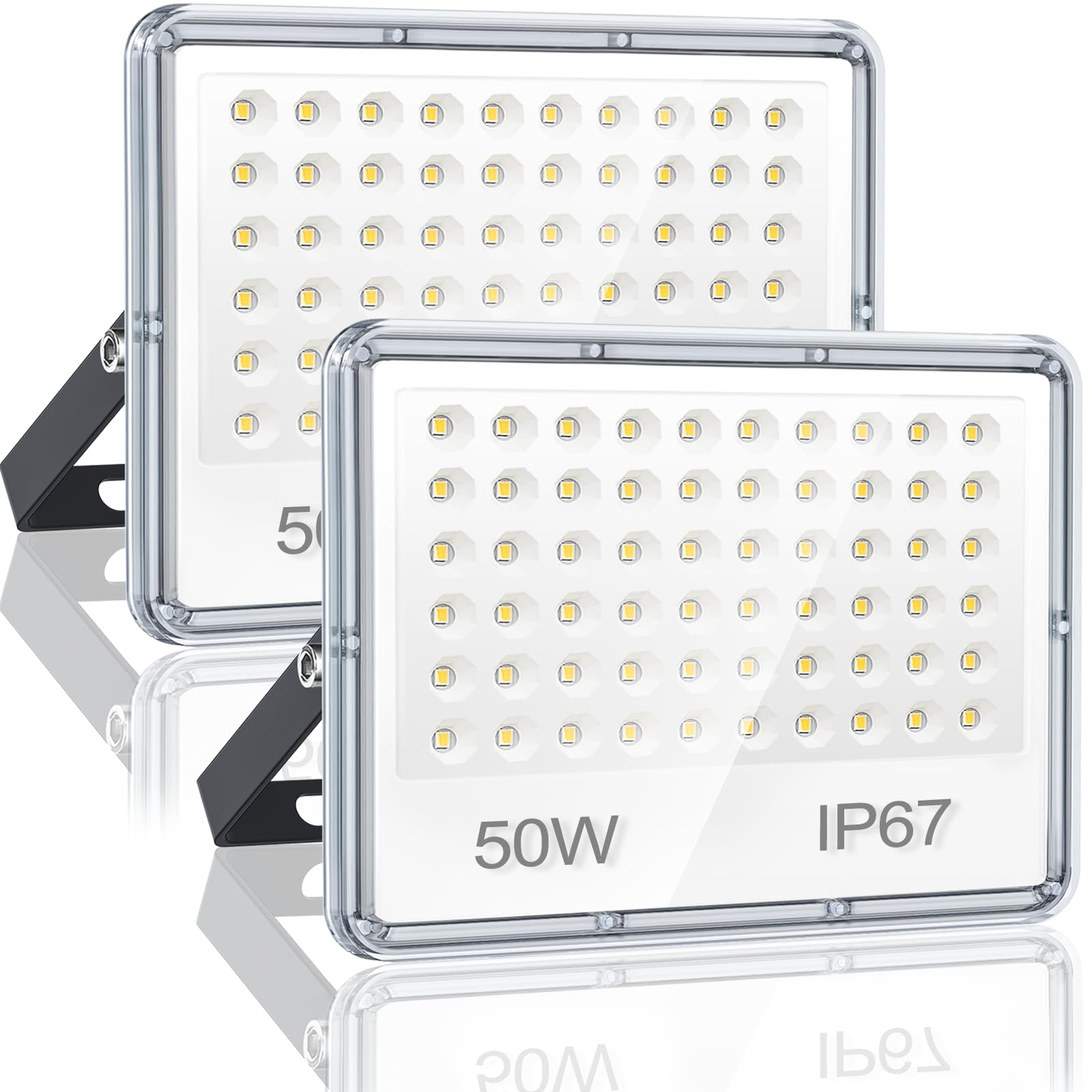 YIQIBRO Projecteur LED Extérieur 50W, 5000LM Spot LED Extérieur, Lot de 2