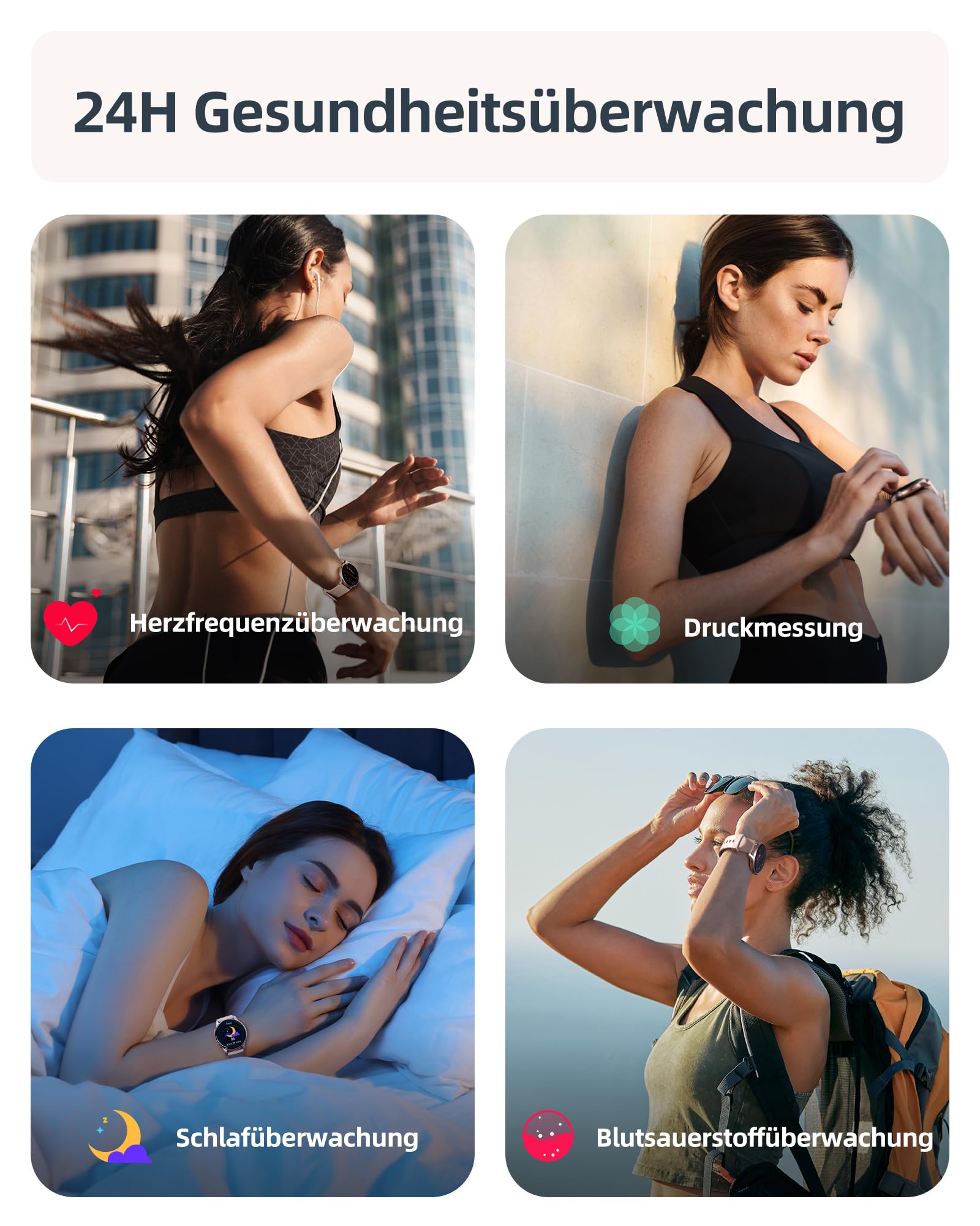 Parsonver Smartwatch Damen Herren mit 5ATM Wasserdicht, Schwimmuhr mit Telefonfunktion, Fitnessuhr mit 100+ Sportmodi, Herzfrequenz, Schlaftracking, Smart Watch für Android & iPhone (Roségold, 44 mm)