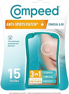 Anti-Spots* Conceal & Go Patch - Cleanse Conceal and Protect – Hydrocolloid Spots patches*, Pimple patches - Ideal for discreet day use – For single spots* - 15 Patches