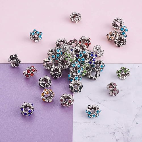 Vista 48 de Beathoven Cuentas europeas de diamantes de imitación tibetanos aptos para hacer pulseras de joyería europea, dijes, collares, dijes de colores Barrel