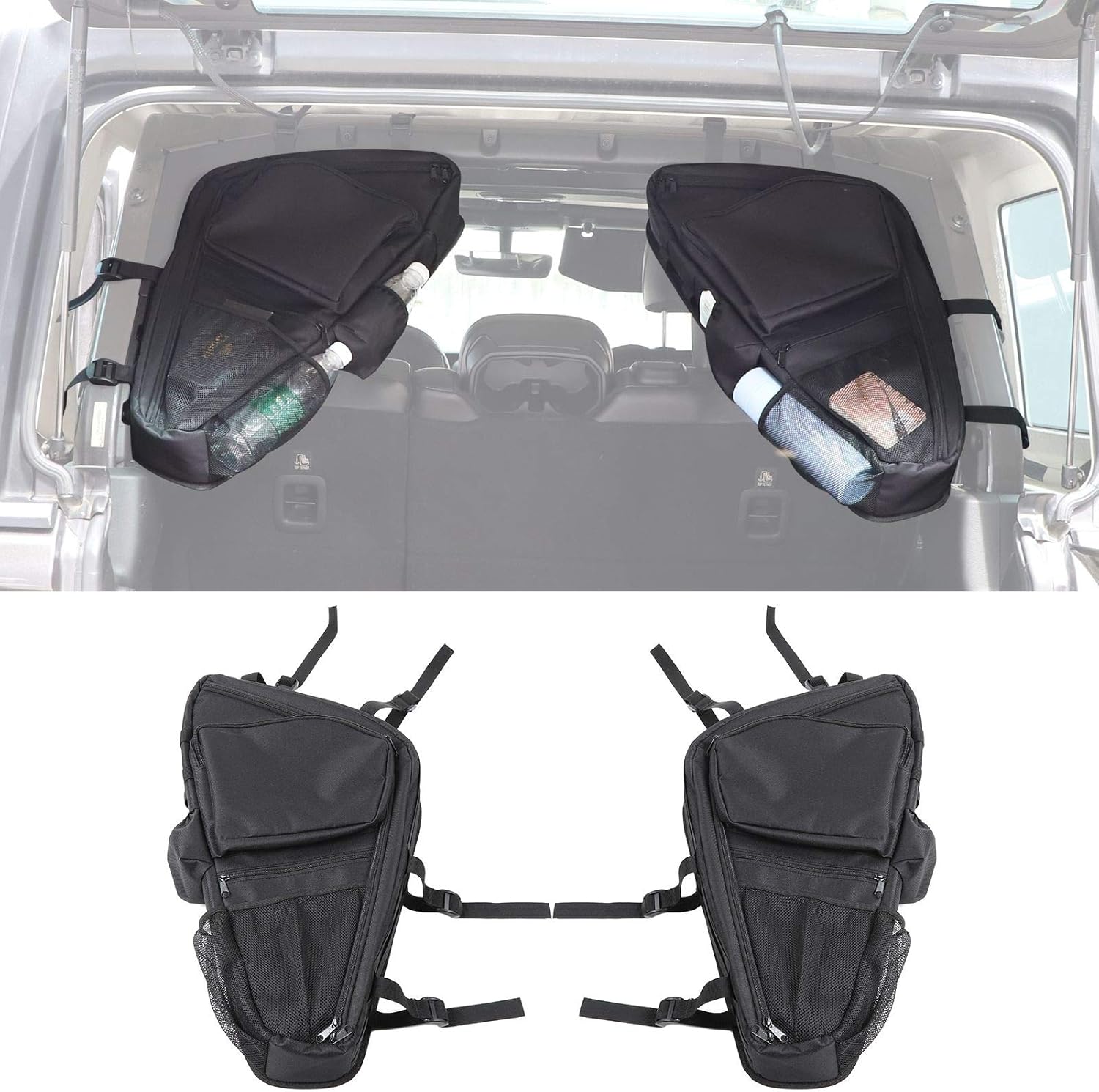 CheroCar JK JL Roll Bar Storage Bag Organizer Cage with Multi-Pockets for Jeep Wrangler 2007-2020 JKU JLU, Interior Accessories, 2 Pack