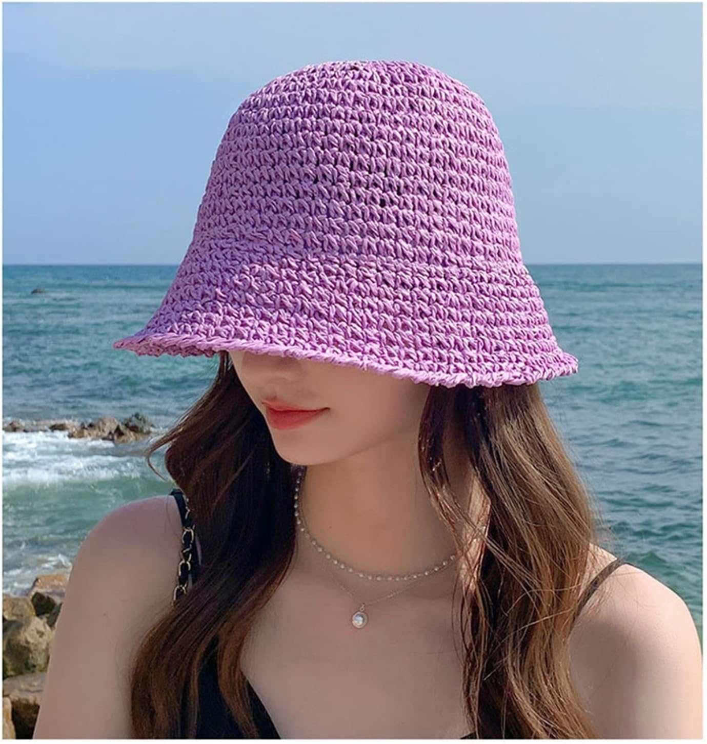 Hat Foldable Outdoor Sunshade Woman Hollowed Hats Cap(D)