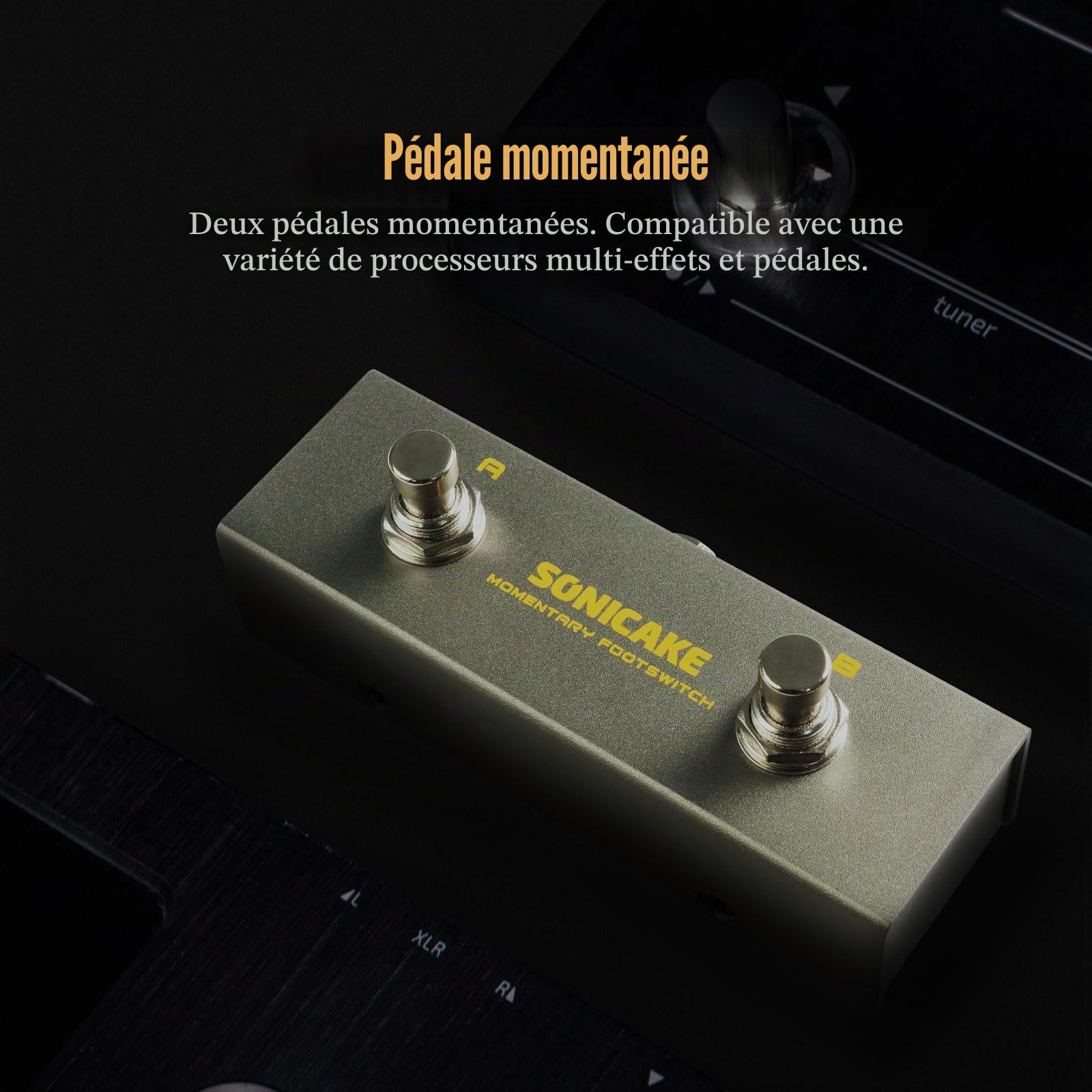 SONICAKE Pédale Dual Footswitch pédale à 2 voies contrôleur de pédale momentané de 6.35mm avec câble TRS