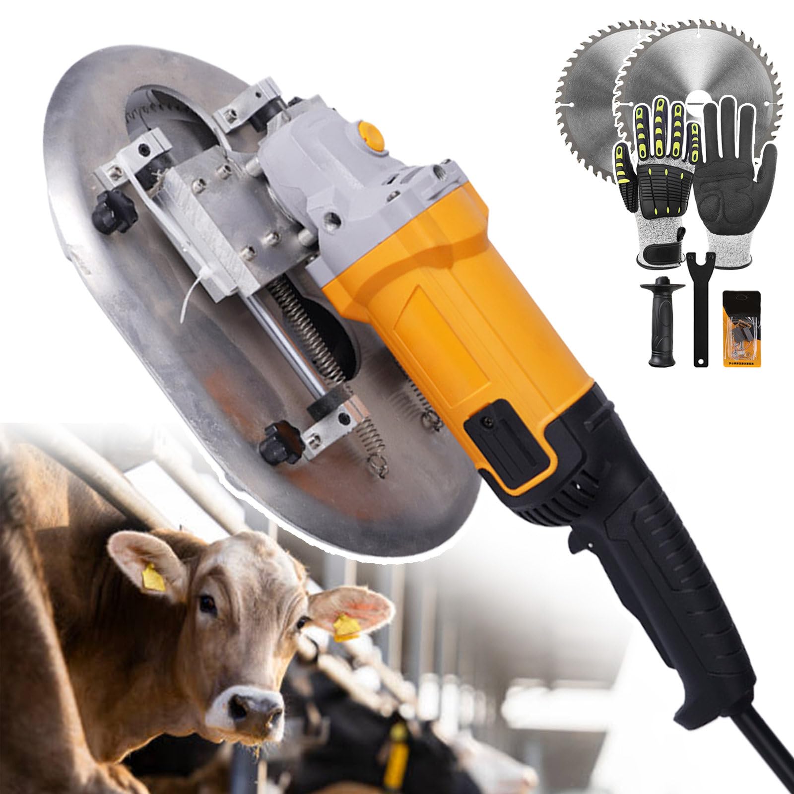 Dehorner elettrico per bovini e pecore, 1700 W, strumento professionale per bestiame con lame e guanti in acciaio, tagliacaffi per uso agricolo e ranch, 8500 giri/min