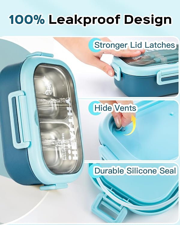 Lille Home 28oz Stainless Steel Leakproof 2-Compartment Bento Lunch Box by Lille Home - Used condition - Image 2