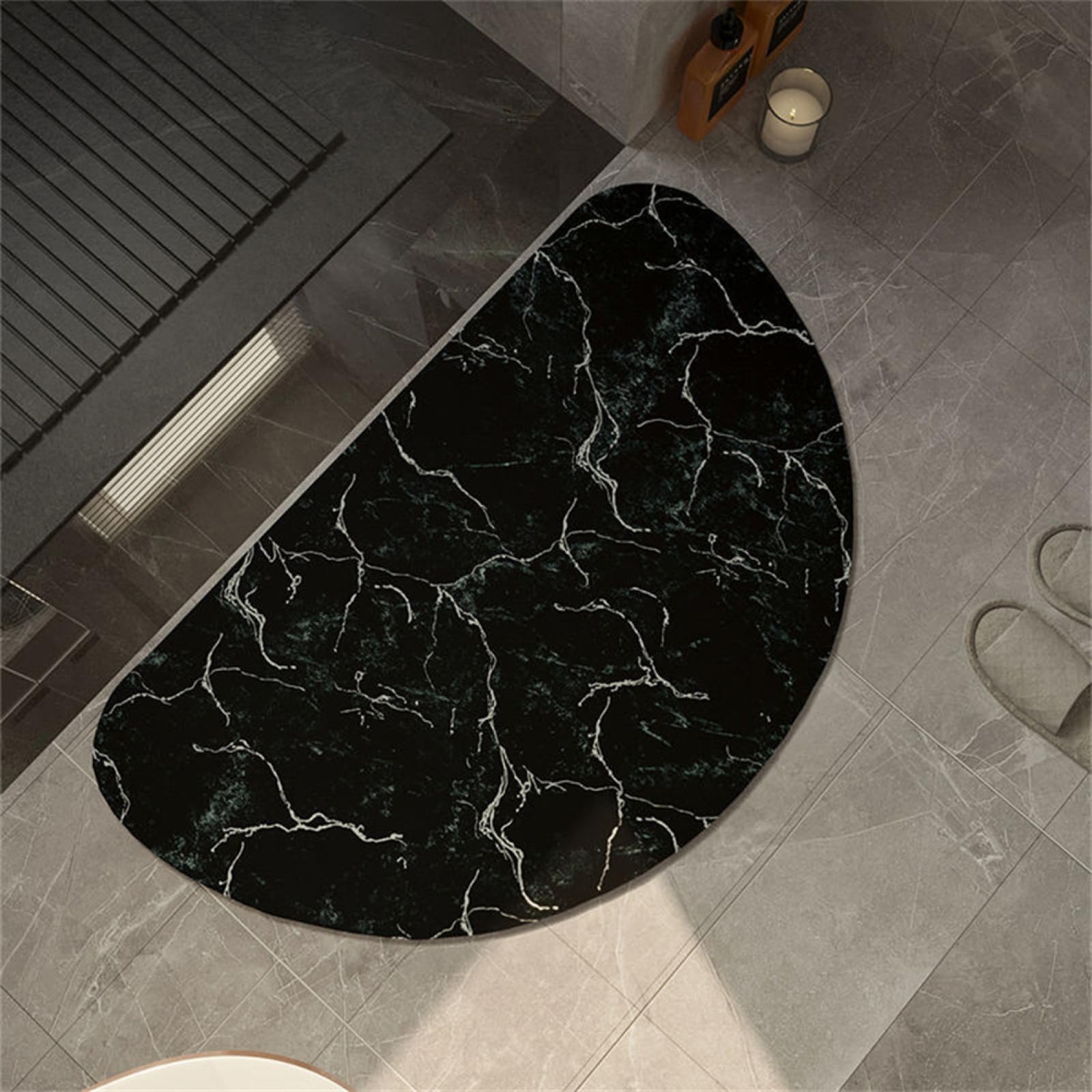 Alfombra de baño antideslizante de 70x120cm ideal para ducha, bañera y cocina en elegante negro