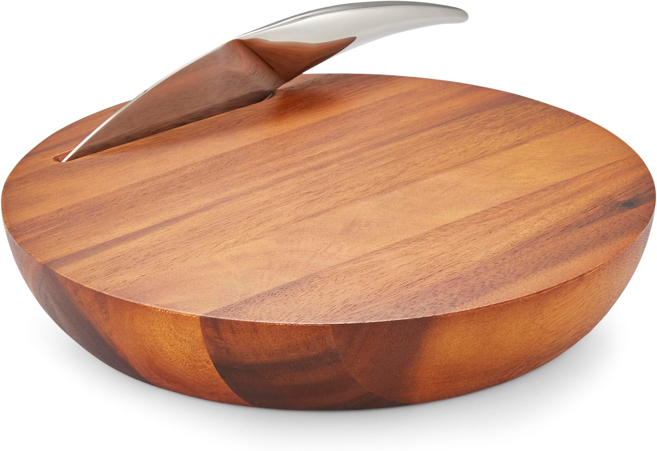 nambe Harmony Cheese Board with Knife | Made of Acacia Wood and Stainless Steel | 12 Inch Serving Set | Charcuterie and Butter Board | Serving Platter Hostess Gift in Box | Designed by Wei Young