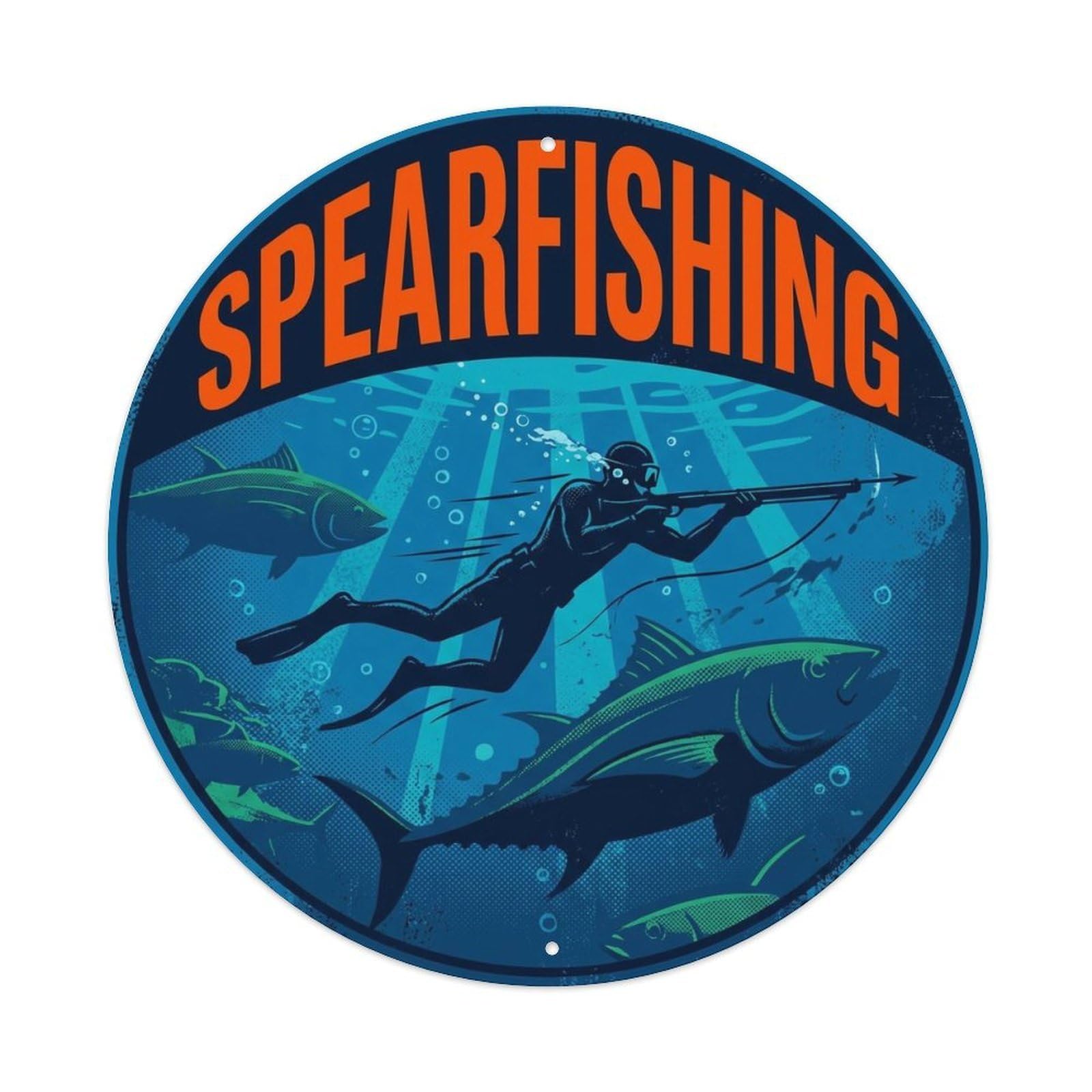 Vintage Spearfishing Extreme Sports Metal Tin Sign