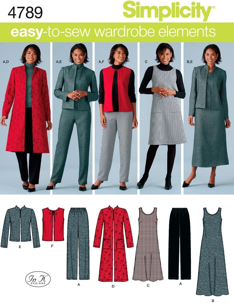Easy-to-Sew 4789 Plus Size Pants, Vest, Jacket and Jumper Sewing Pattern for Women by In K Design, Sizes BB (20W -28W)