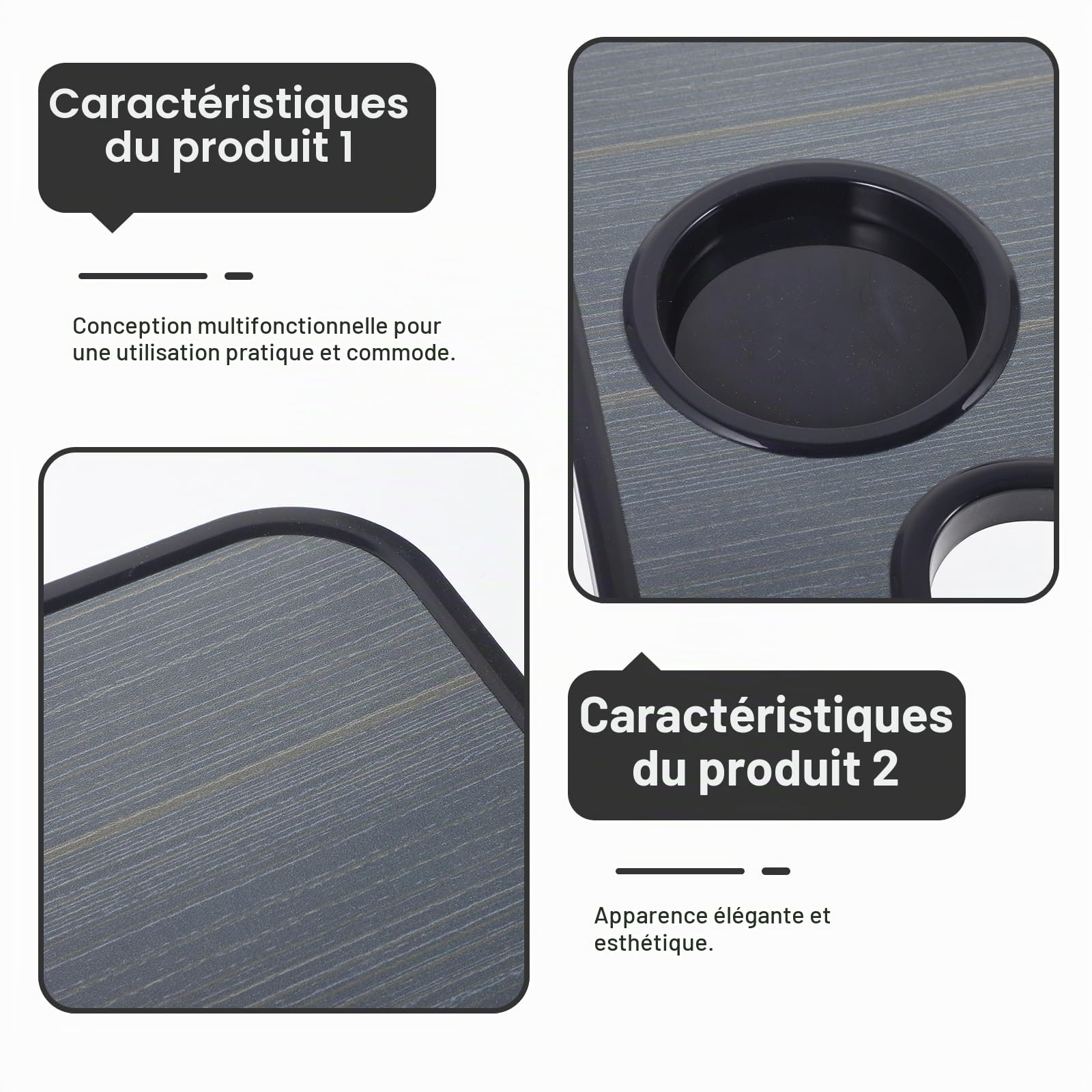 Mikikit Plateau De Siège De Voiture Multifonctionnel avec Support De Tasse Idéal pour Bureau D'Ordinateur Portable Et Repas en Déplacement Rangement Pratique pour Véhicule