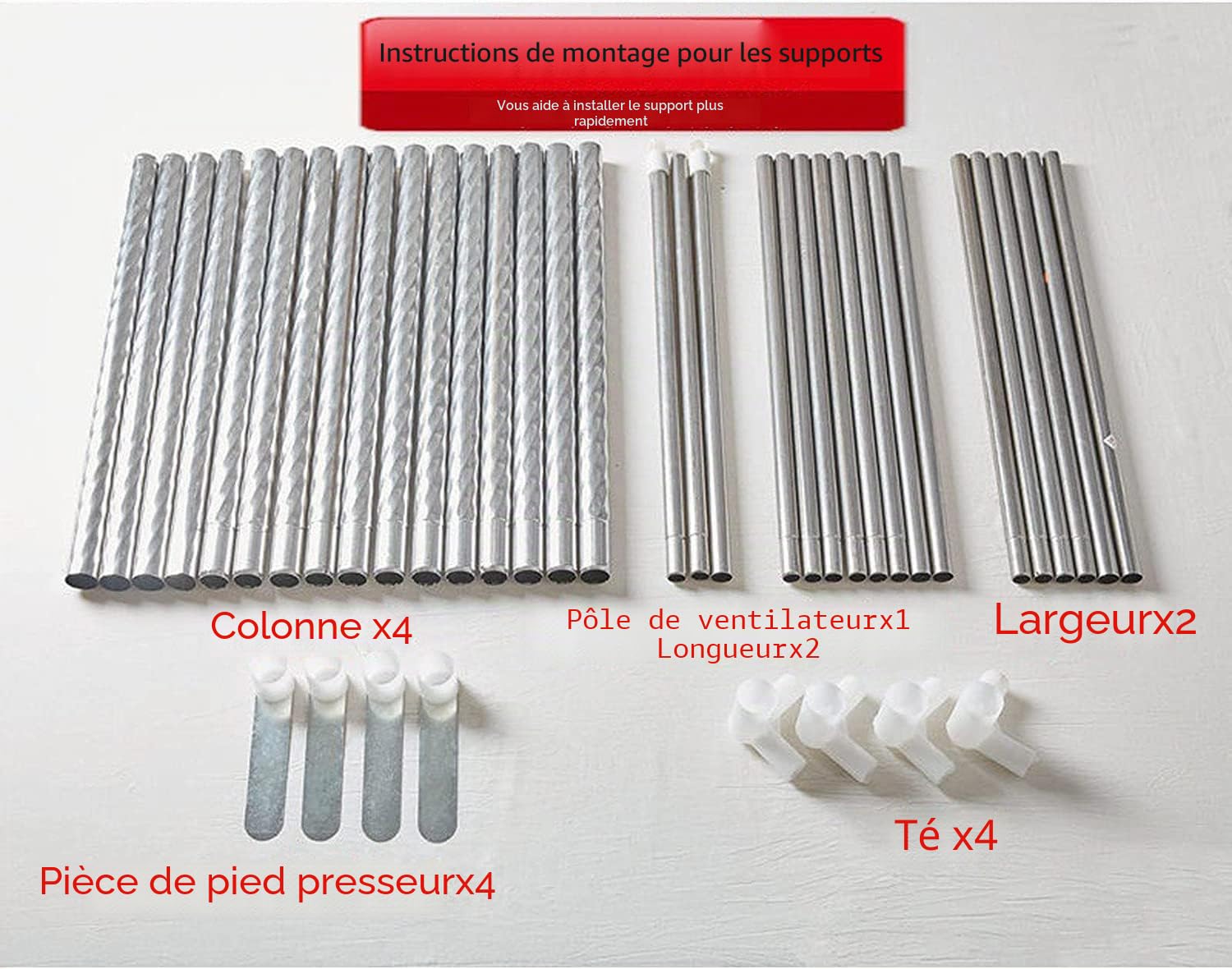 Cadre de lit à baldaquin en acier inoxydable pour lit double/complet/queen/king size – Moustiquaire incluse, cadre à quatre affiches avec support de lit