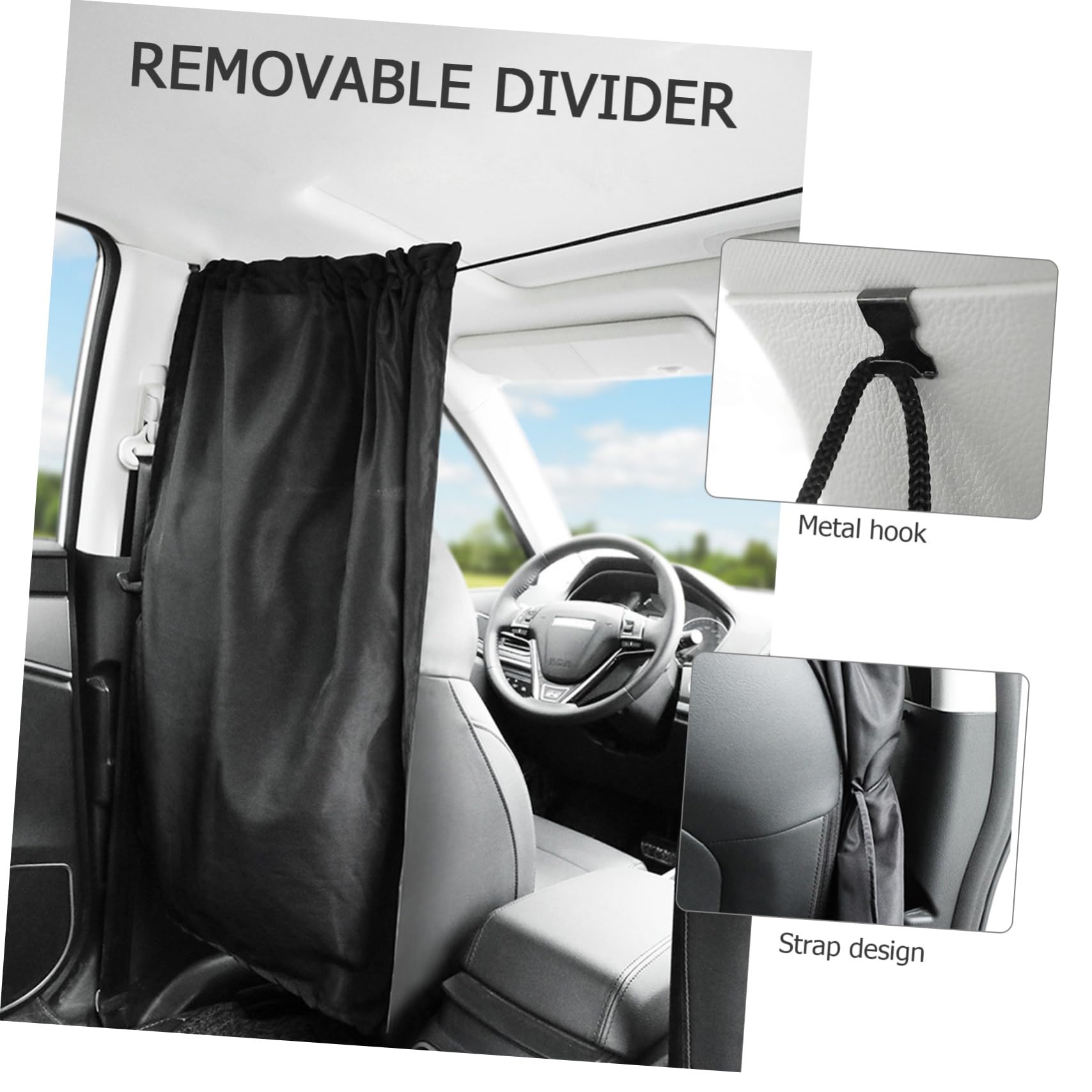 CALLARON Lot De 3 Rideaux De Séparation pour Pare-Brise Arrière De Voiture Amovibles Noirs Flexibles en Maille pour Rideaux Latéraux