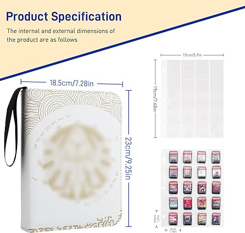 Miniatura 4 de GLDRAM 300 Pockets Card Holder for Zelda Amiibo Card, NFC Tag Switch Game Cards Book with Graded Card Sleeves Binder Sheets, Cartridge Organizer