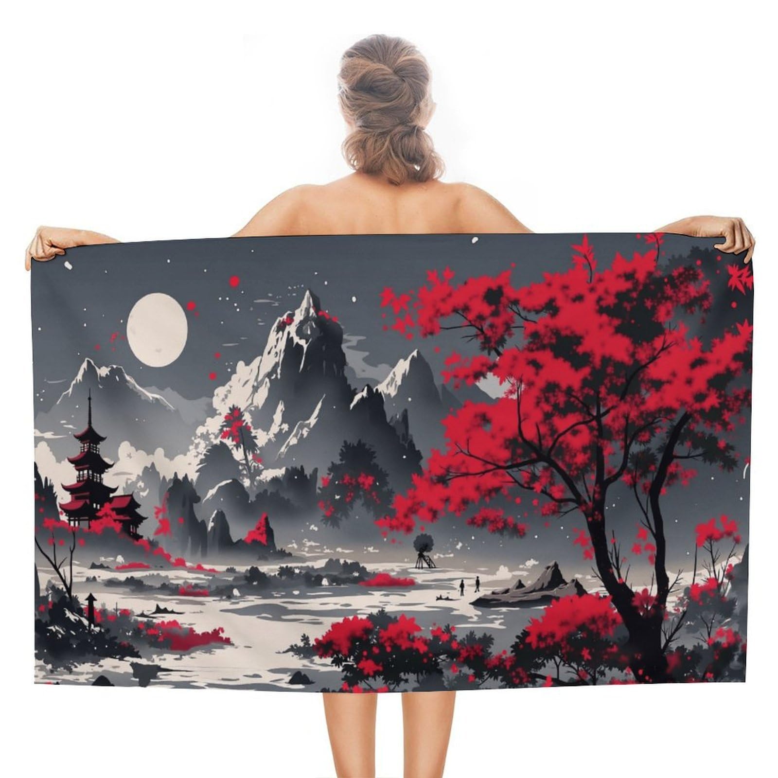 Anceky Mountain Beach Towel Microfiber Soft Absorbent Oversized Large Bath Towel Blanket Thin Quick Dry for Adults Swimming Pool Yoga Gym Travel 51"X31"