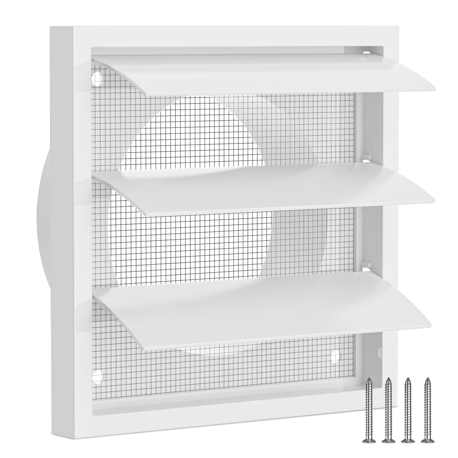 Hon&Guan 100mm External Gravity Grille Air Vent Cover 142mm x 142mm Wall Vent with Flyscreen for Tumble Dryer, Extractor Fan, Garage, Bathroom, Kitchen, Exterior Walls, Attic — image 1