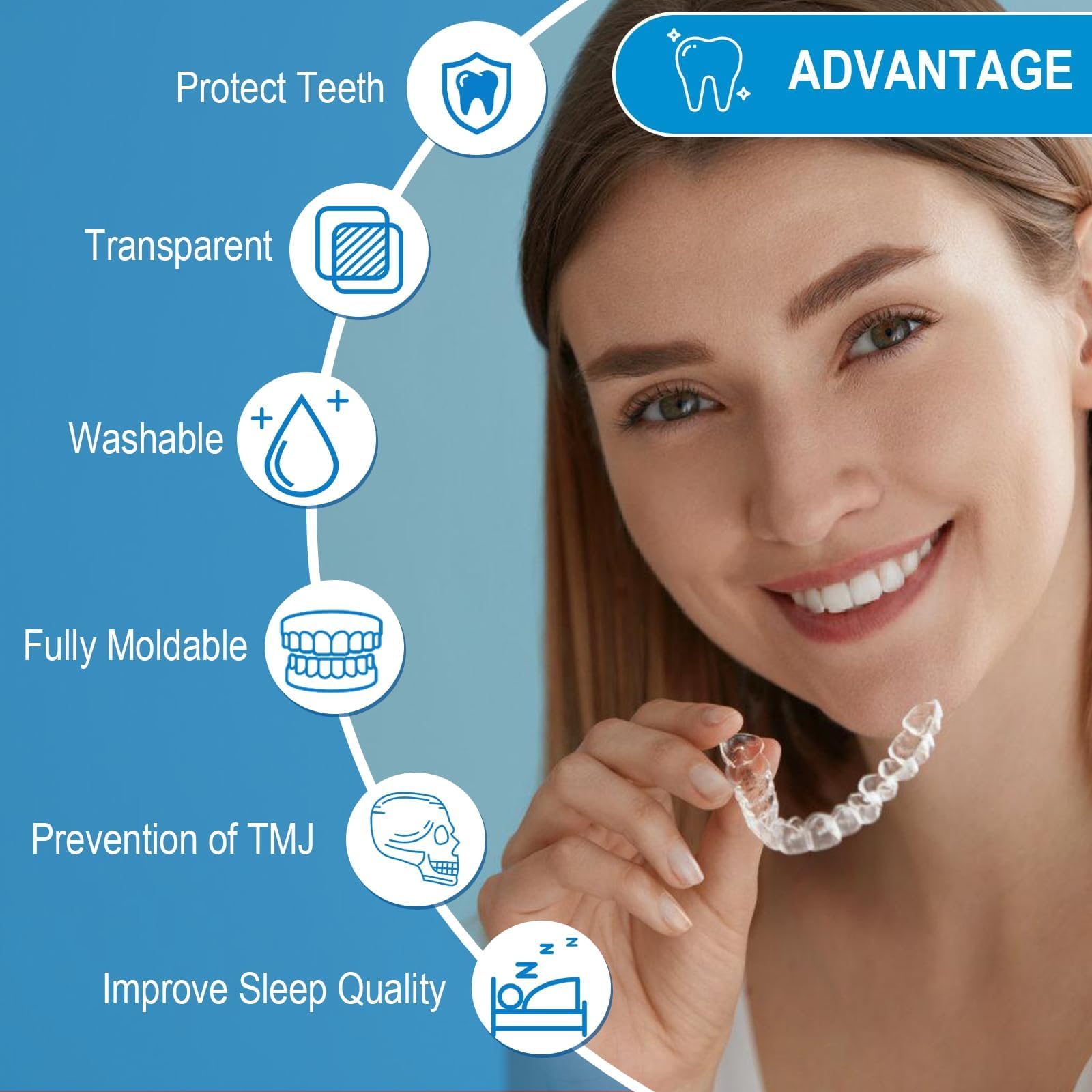 4 Piezas Férulas Descarga Bruxismo,Férula Dental Transparente para Dormir,Prevenir el Bruxismo, Dispositivos Anti Ronquidos para Detener Los Ronquidos, Reduce Ronquido, Unisex Adultos