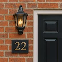 CGC Black Outdoor Wall Light Lantern Traditional Vintage Half Wall Flush Mount E27 Mains Power (Large Half Wall)