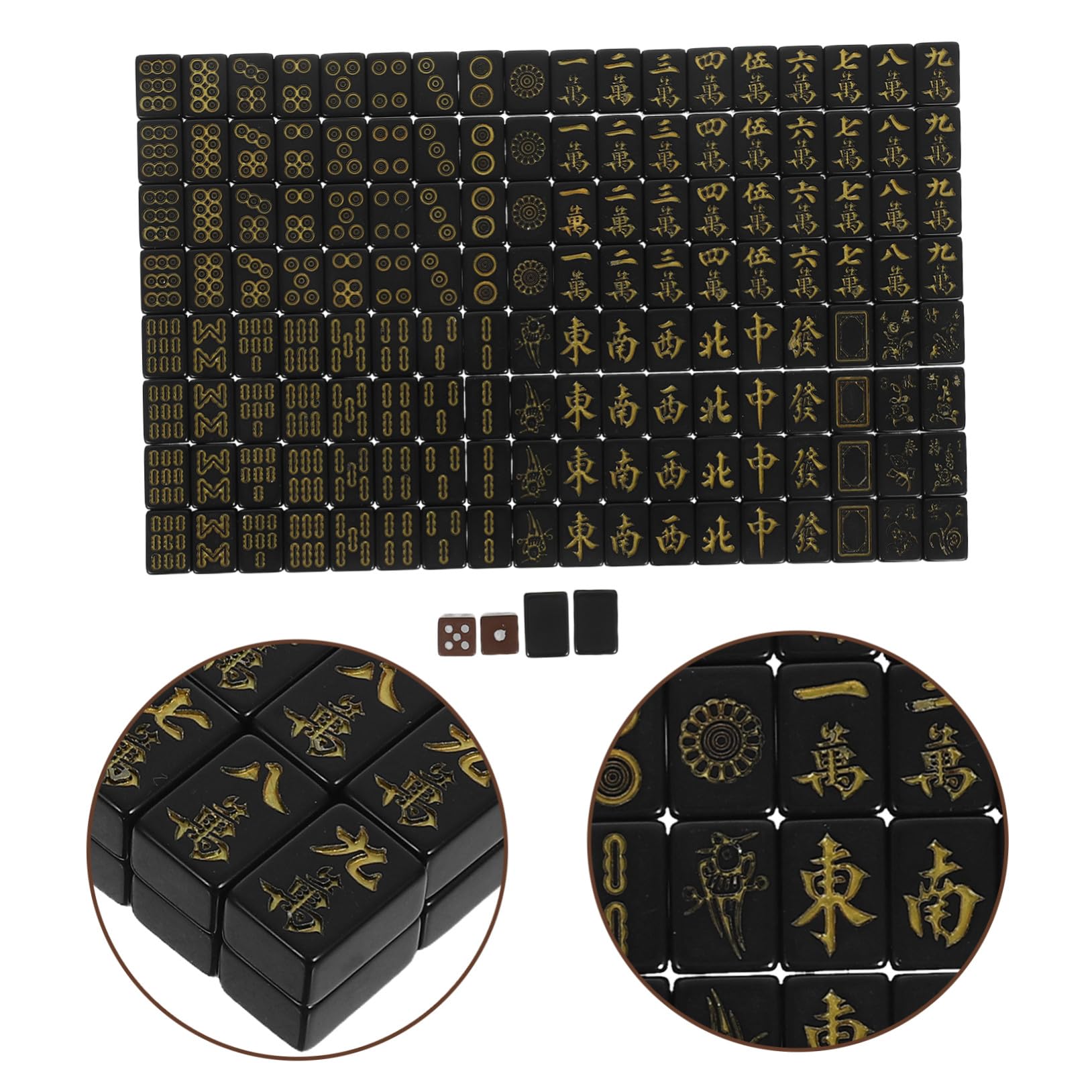 TOYANDONA Tragbares Mini Mahjong Set Luxus Schwarz Gold Mahjong Spielsteine mit Würfeln Kompaktes Chinesisches Reisespiel für Outdoor Familie und Wohnheim Platzsparendes Unterhaltungsspiel