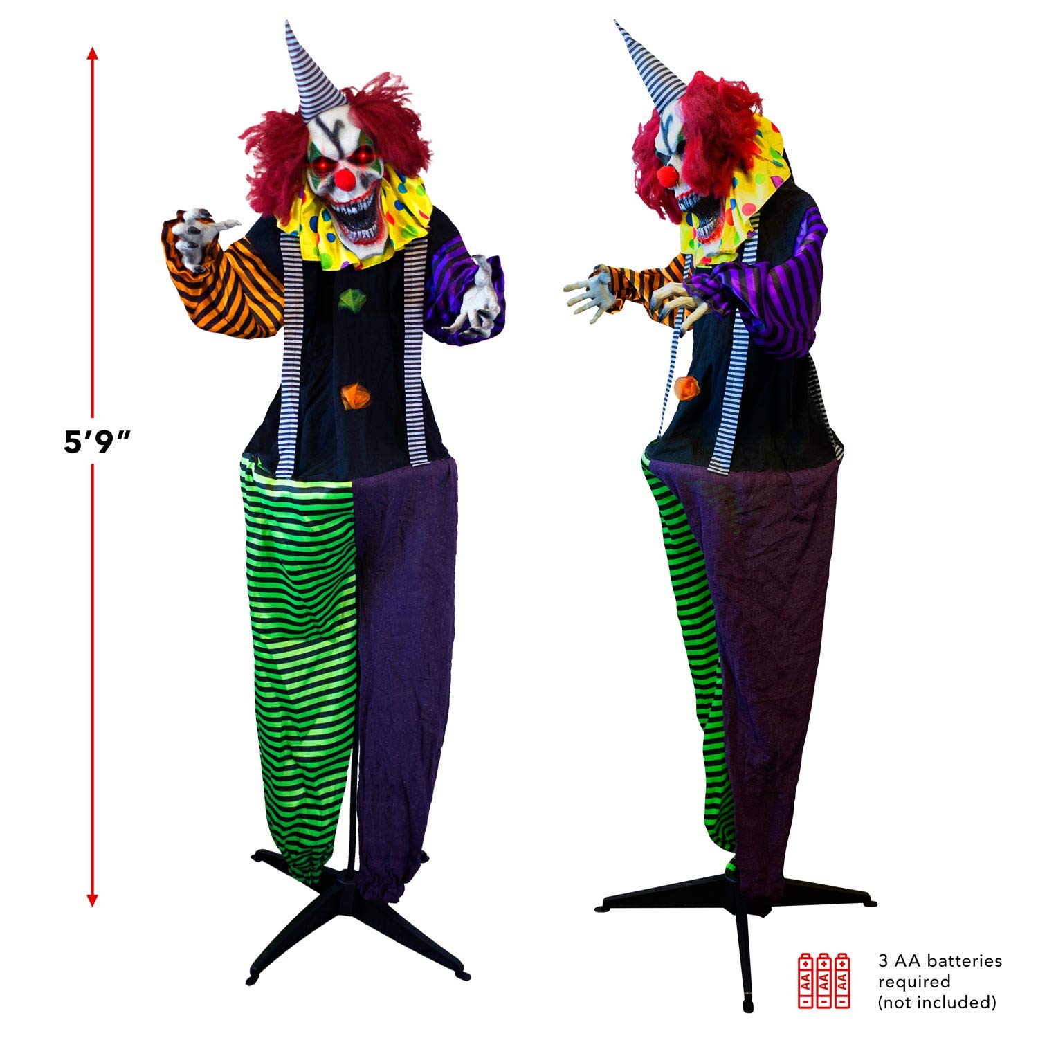 Holidayana Halloween Animatronic Evil Clown 5ft 9in Tall Animated