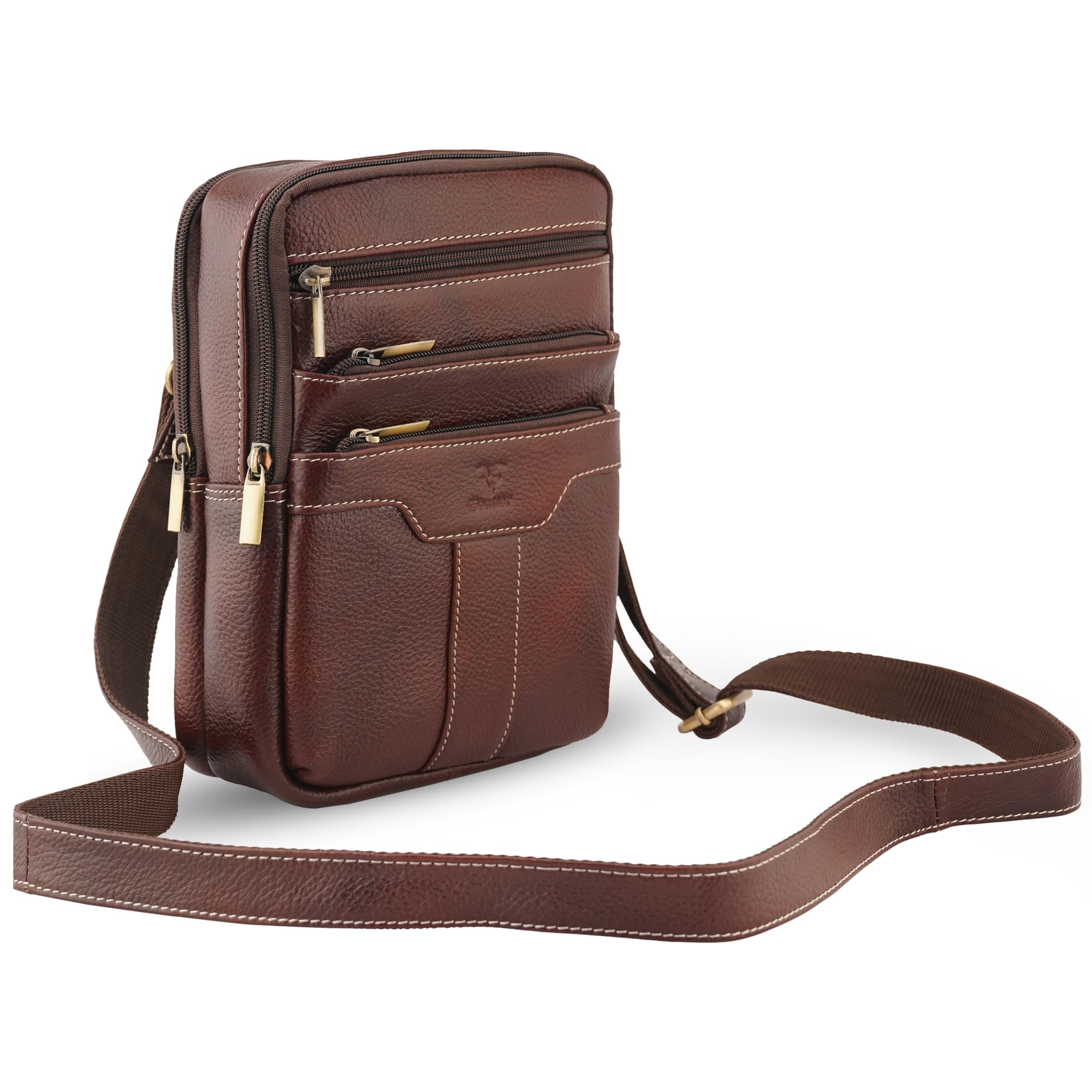 goatter Genuine Leather Multi Compartments And Multi Pockets Travel Sling Bag/Passport Bag For Unisex (Small Size)-picture-19