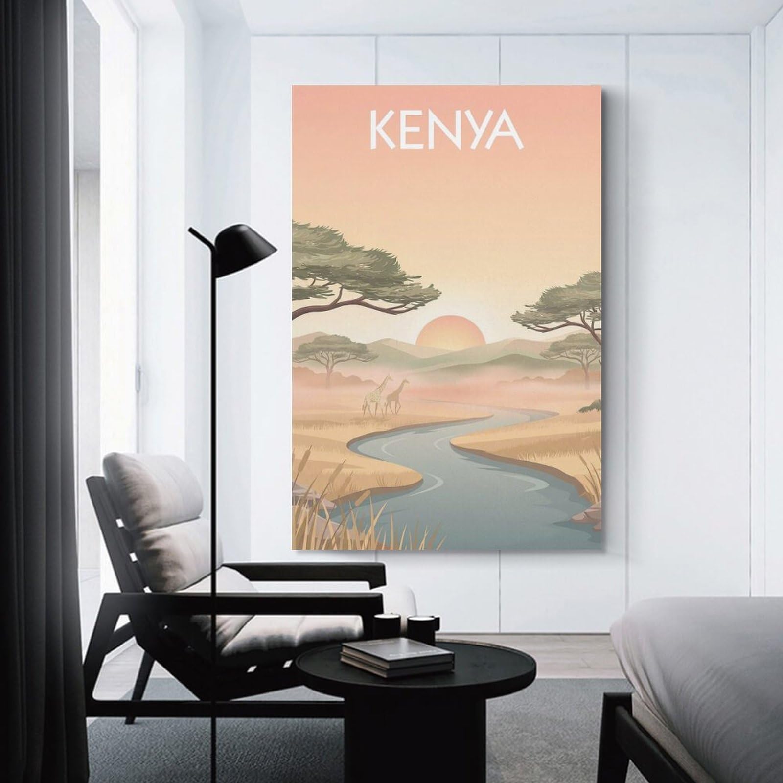 Junmoney Canvas Art Print Kenya Sunrise, 24x36inch(60x90cm), for Living Room, Bedroom Or Home Office, A Wall Art Gift for Fresh Interiors