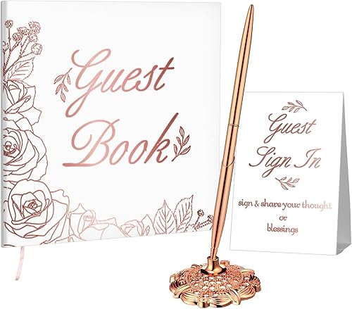 Miniatura 1 de Libro de invitados de boda con bolígrafo y tarjetas de mesa, libro de invitados de 9 x 9 pulgadas, recepción de boda, 50 hojas, libro de recuerdos