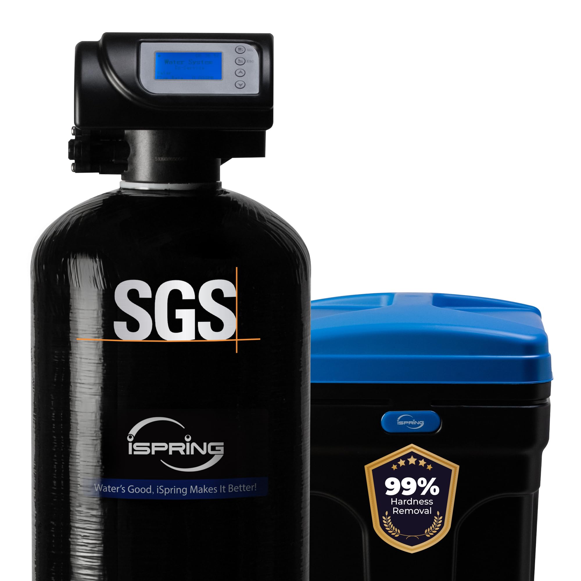 Photo 1 of iSpring WCSTB45KG Whole House Water Softener System, 45,000 Grains High Capacity Water Softener Removes Hard Water and Scale, Automatic Backwash and Regeneration, for Whole House & Commercial Use