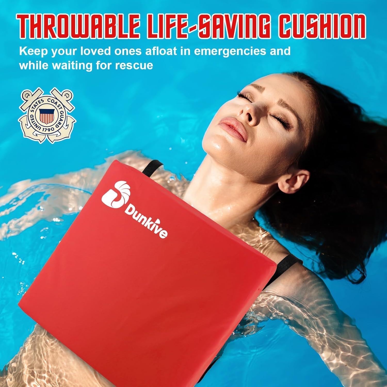 2 Pack Boat Throw Flotation Cushion, USCG Approved, Emergency Marine Throwable Flotation Device, Foam Boat Cushions Life Preserver, Throw Cushions for Boats, Kayaks, Canoes(Red)