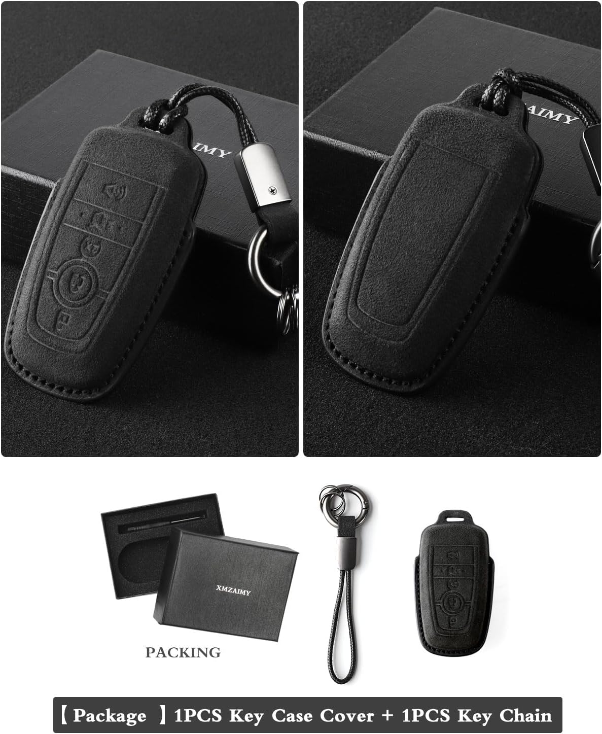 for Ford Key Case Cover with Keychain Fit for Ford Smart Keys Case Protector Suede