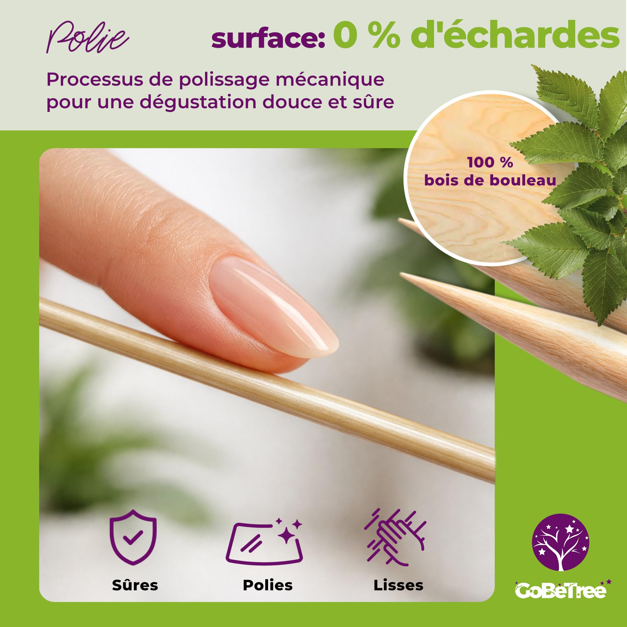 Piques à Brochette en Bois de Bouleau 15 cm x 2,5 mm Extra Résistants pour Barbecue