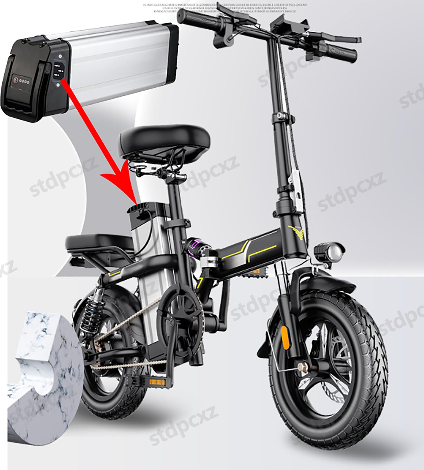 Batteria Per Bici Elettrica Da 36V Con Caricabatteria, Batteria Di Ricambio Rimovibile Per Bici Elettrica Pieghevole 36V 10Ah 15Ah 20Ah Per Motore 250W 200W 3,36V 10Ah