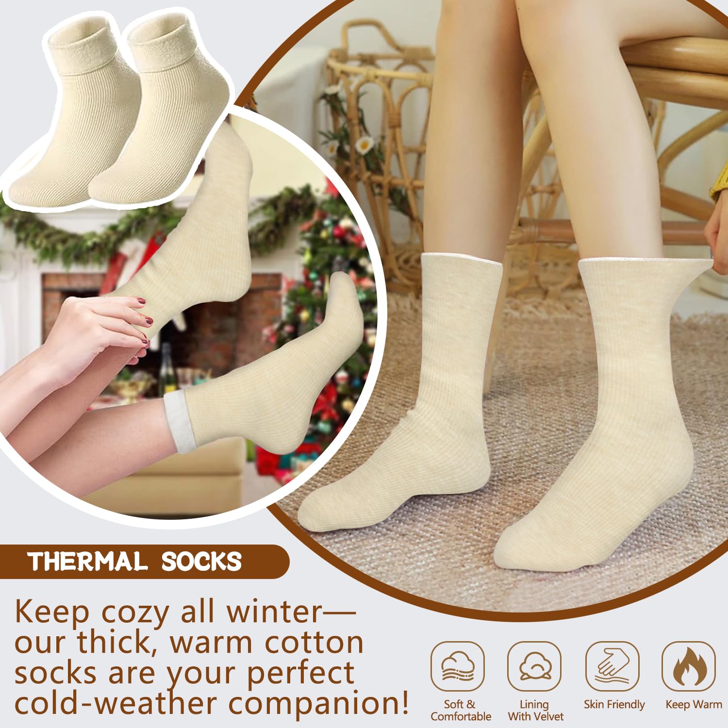 Ensemble Bonnet Echarpe Gant, 4pcs Ensemble Bonnet Echarpe Femme avec Gants Écran Tactile et Chaussettes Thermiques, Tricoter Bonnet Femme Hiver Pompom Coffret Cadeau pour Femme Sports Plein Air Hiver