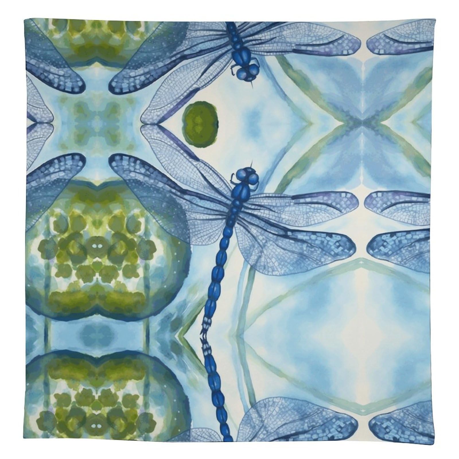 Nappe de table en lin libellule bleue 140x140 cm pour décoration de salle à manger