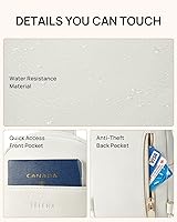 Vista 53 de Telena Riñonera pequeña para mujer, de cuero, cangureras, bolsa de pecho para mujer 3-camel marrón