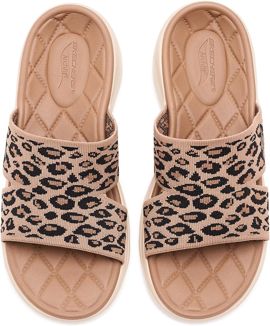 Skechers womens On-the-go Go Walk Arch Fit 2.0 Sandals W/Leopard