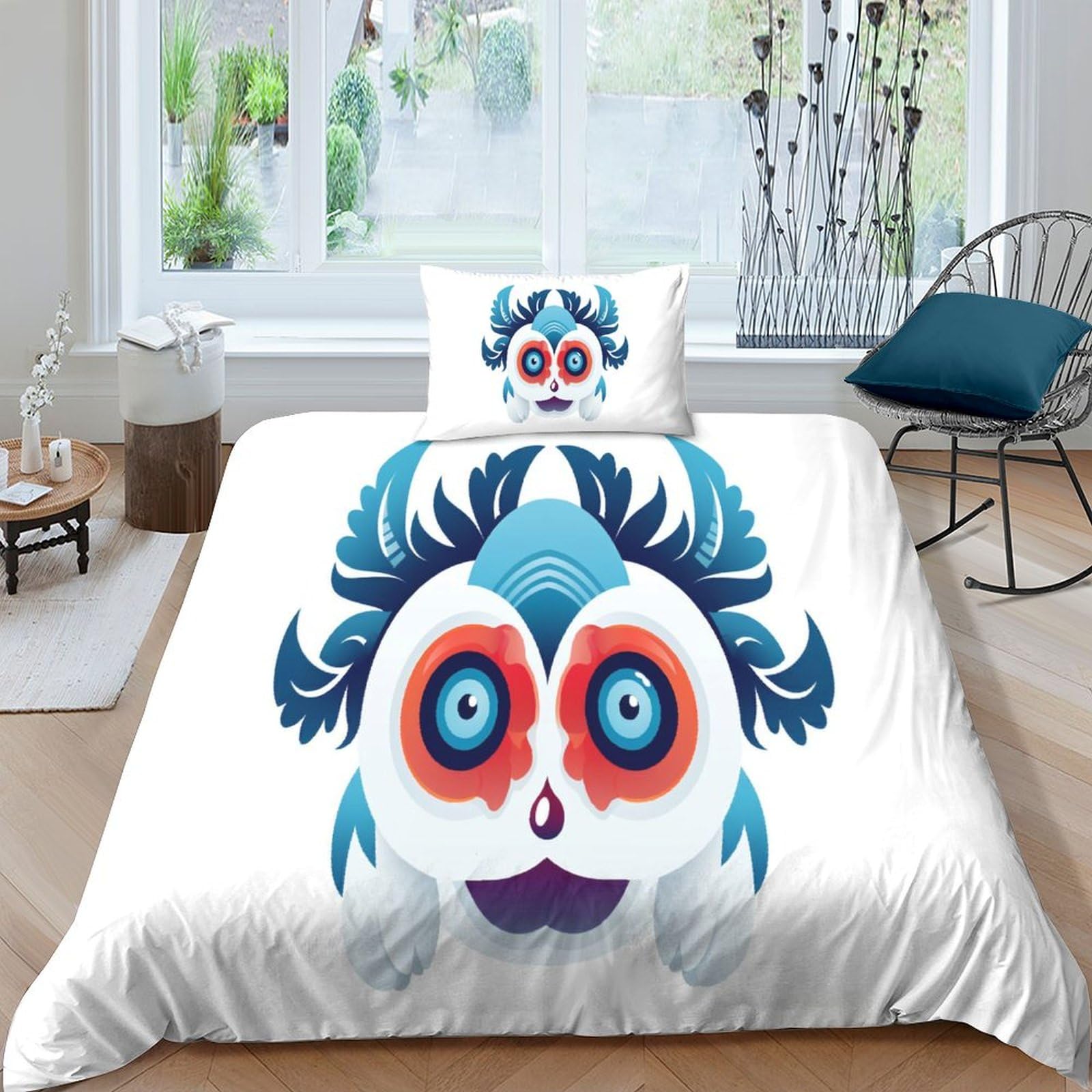Housse de couette Masque du Diable 3D 135x200cm avec taies d'oreiller
