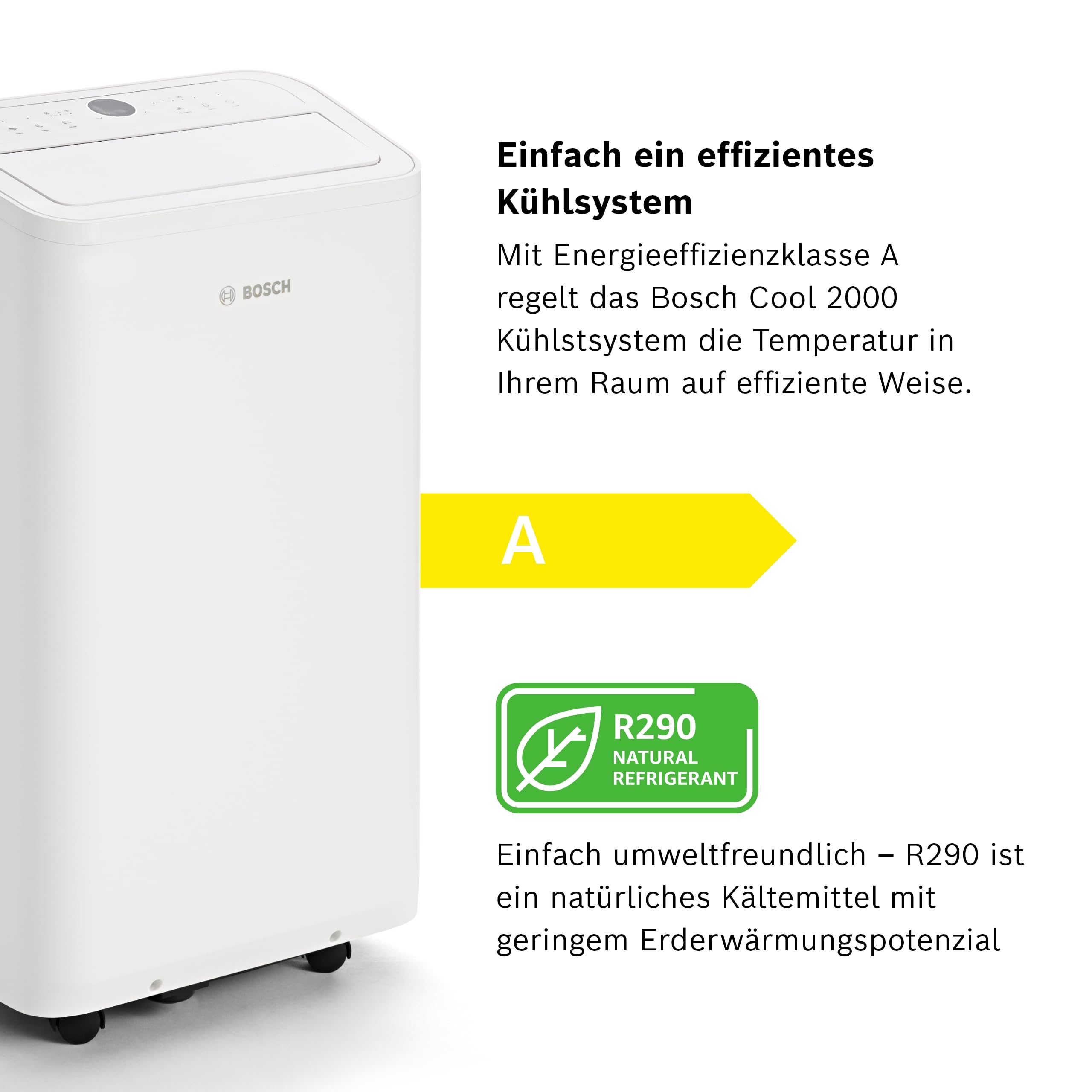 Bosch Cool 2000 Mobiles Klimagerät 2,6 kW 3-in-1 Klimaanlage für Räume bis 35m²