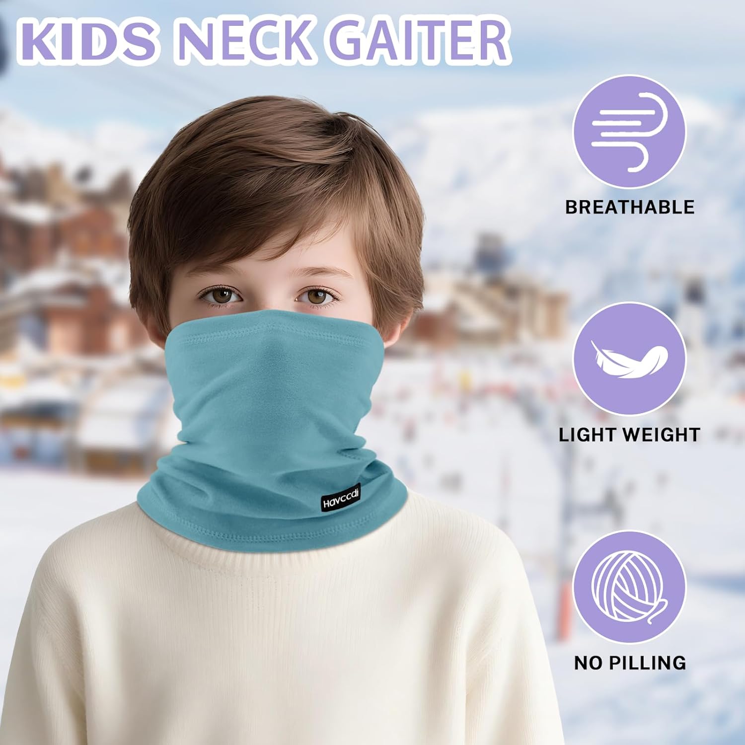 Kids Winter Neck Warmer, Fleece Neck Gaiter Ski Mask for Boys Girls Windproof Face Covering Scarf for Cold Weather - Image 4