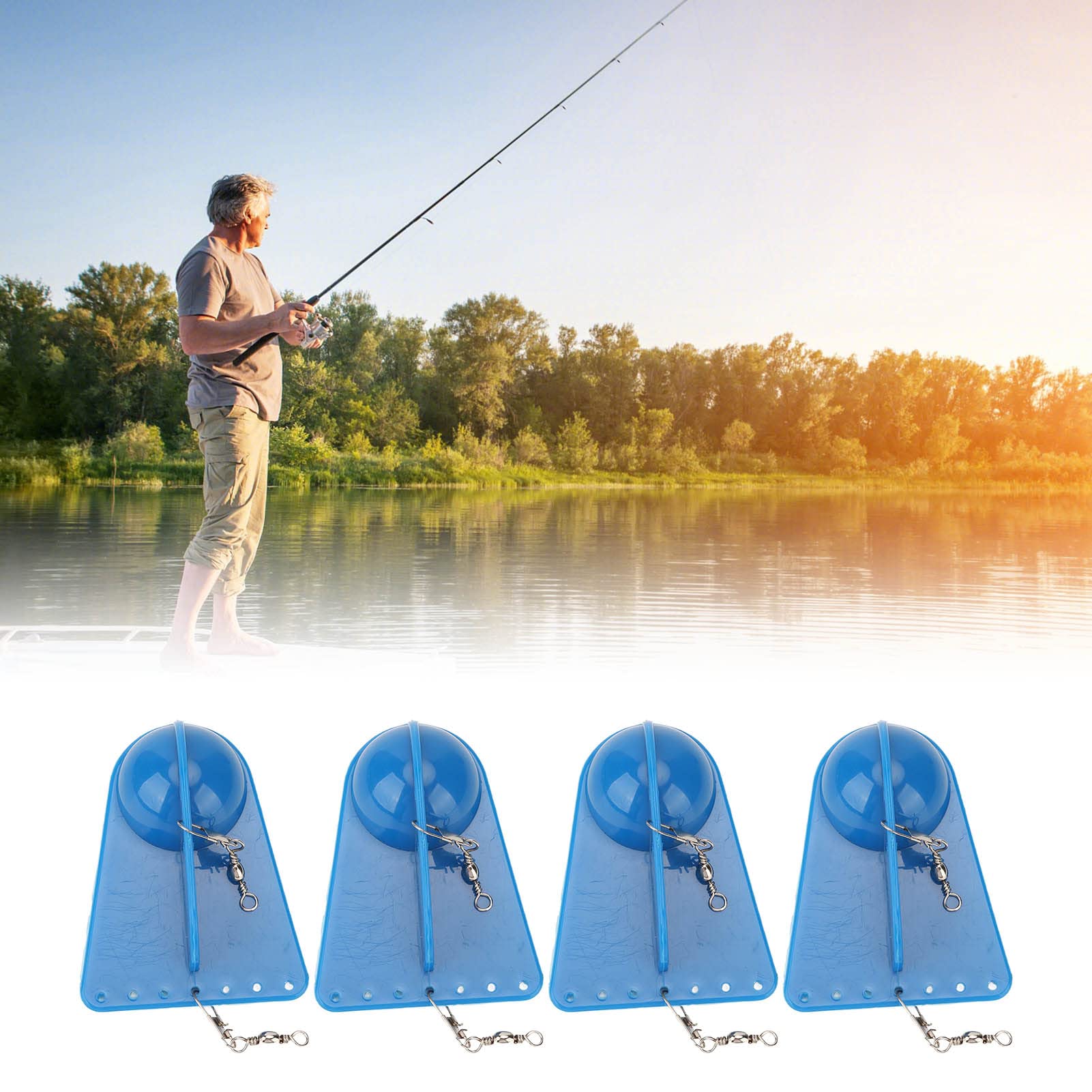 RiToEasysports 4 Piezas de Tabla de Buceo de Pesca, Herramientas de Pesca de Tabla de Buceo, Tabla de Buceo de Pesca de Plástico Azul, Herramienta de Pesca de Vientre Redondo para Pesca en