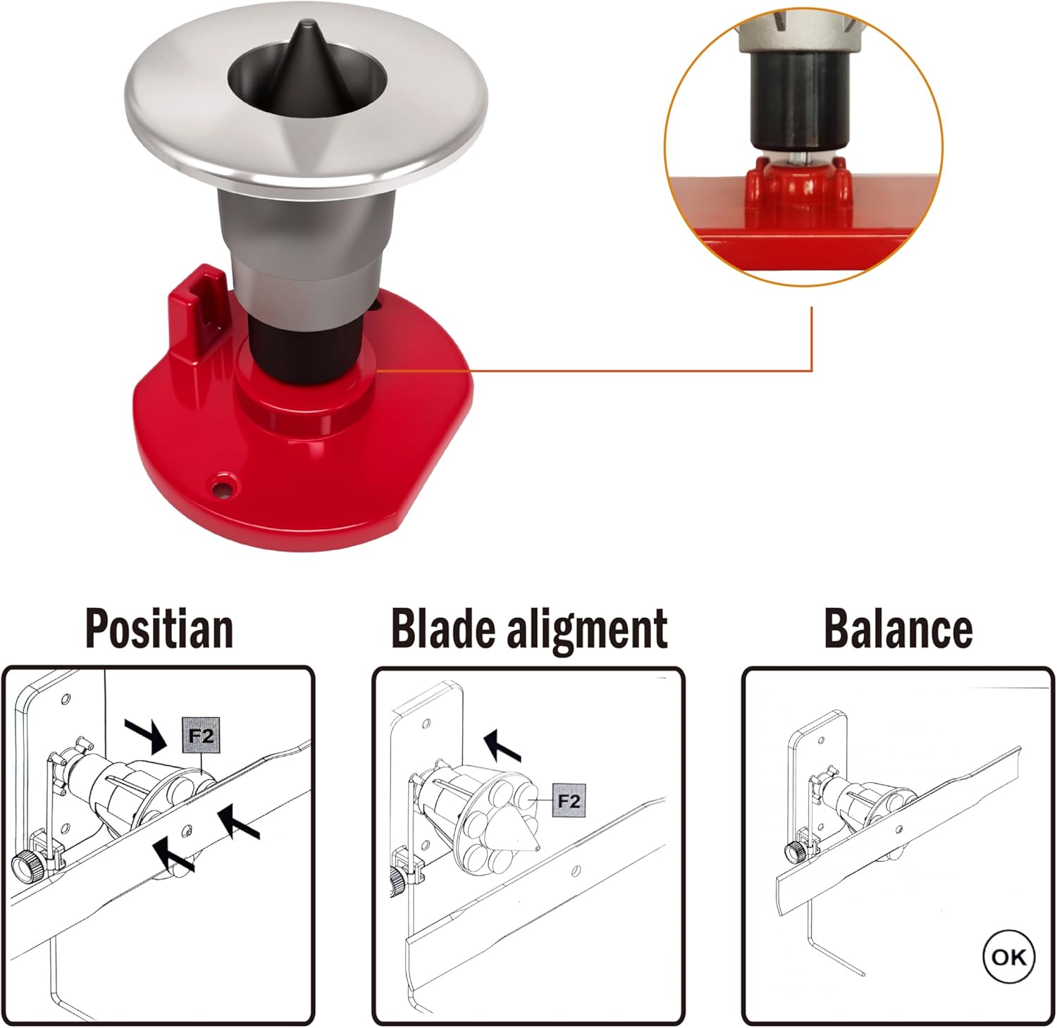Magnetic Wall Mount Blade Balancer Red Replace # 42-047 339075B Lawn Mower Blade Balancer Improved Version