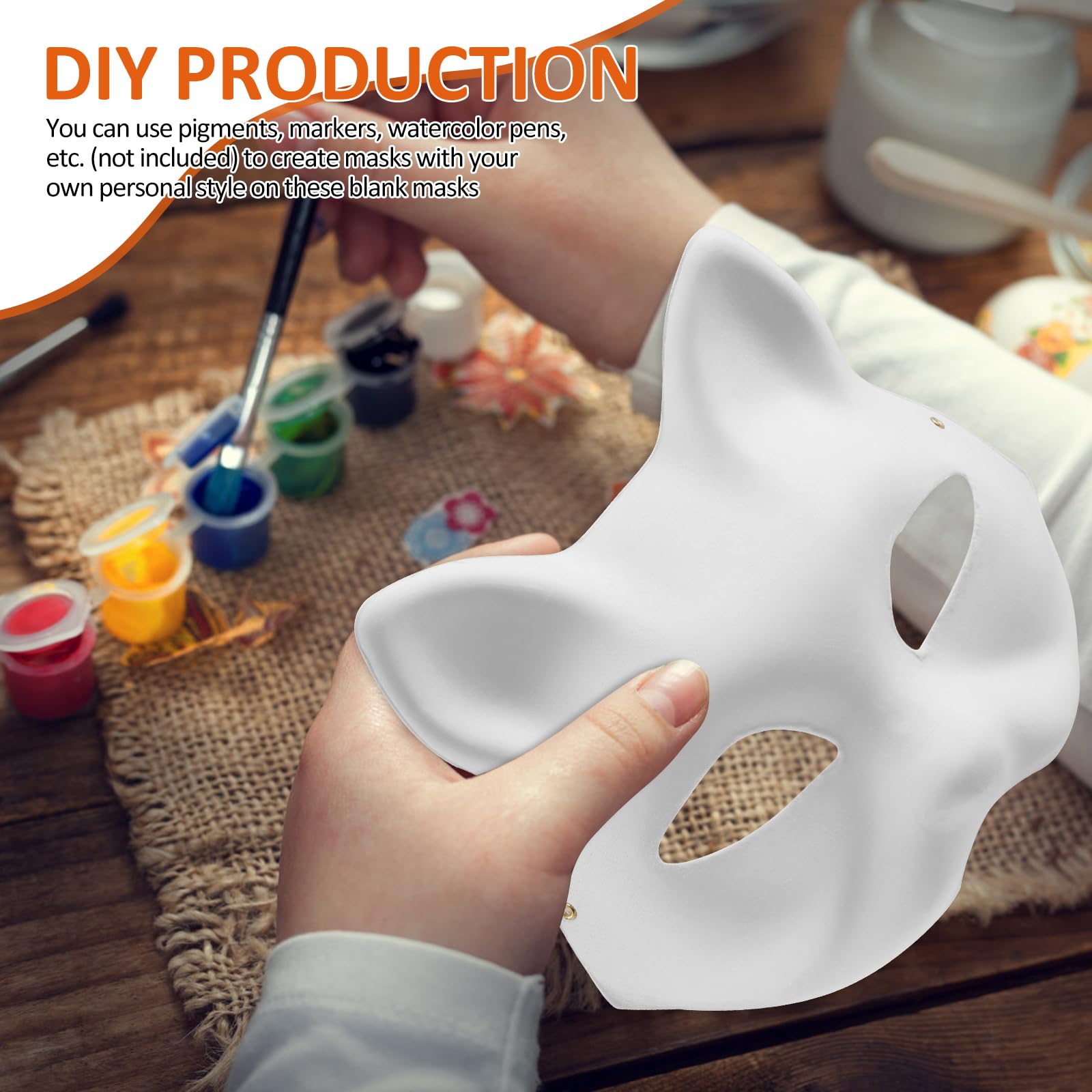 QINGLANG 24Pcs Cat Masks to Decorate Mask White Paper DIY Blank Animal Hand-Paintable Anime Half Facemasks Personalised Mask for Cosplay Masquerade - Image 3