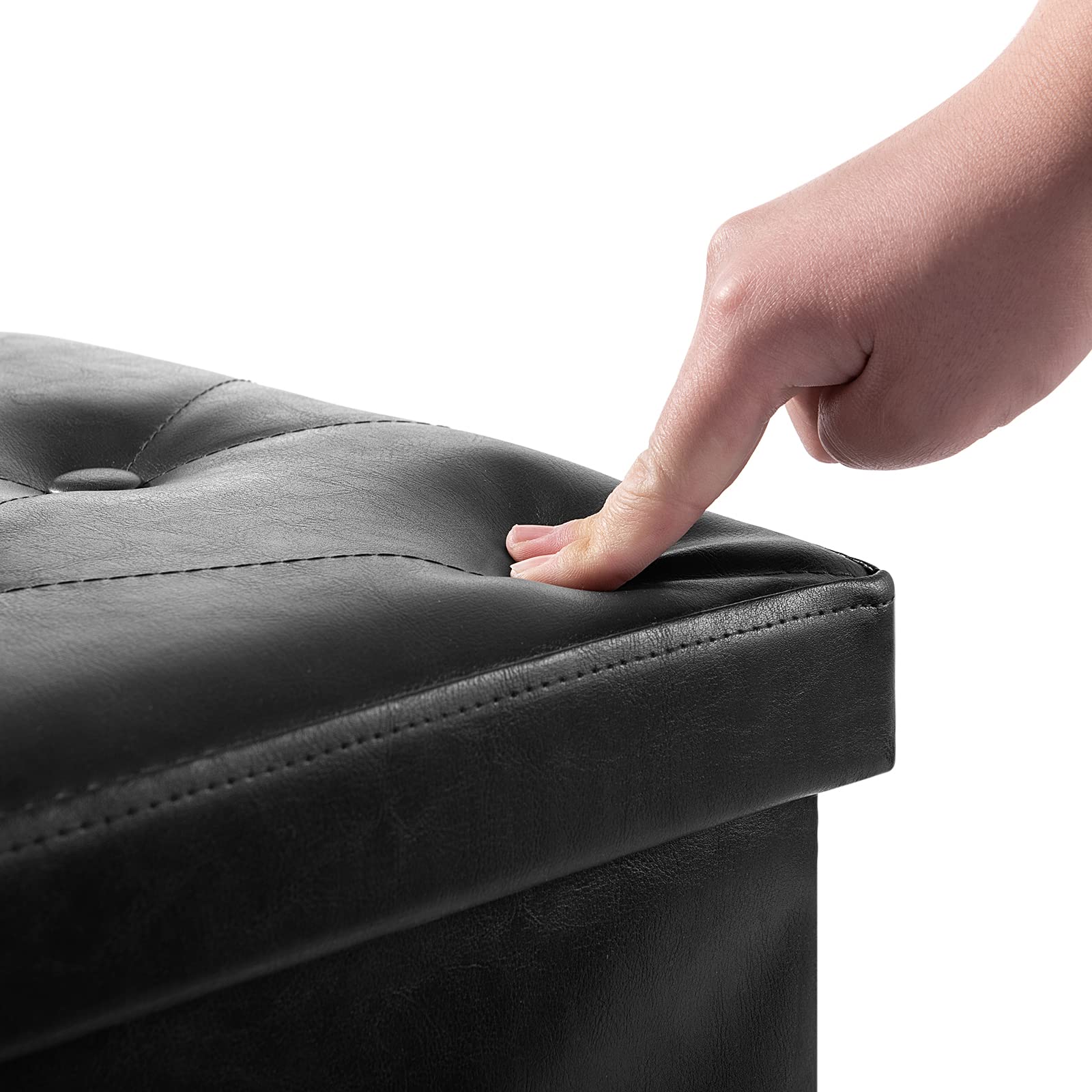 BRIAN & DANY Sitzbank mit Stauraum, Faltbar Sitzhocker mit Beinen, sitztruhe hocker mit stauraum, für Wohnzimmer Schlafzimmer Flur, Schwarz, 76 x 38 x 38 cm