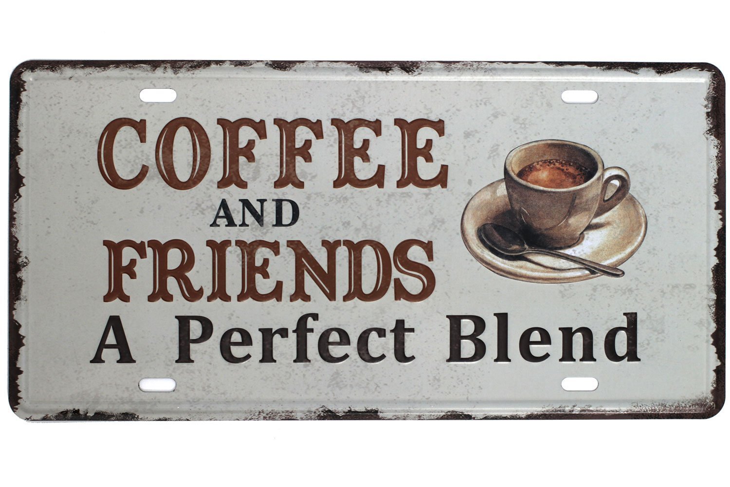 Sumik Coffee and Friends A Perfect Blend, Metal Tin Sign, Vintage Art Poster Plaque Wall Ornament Kitchen & Coffee & Home Decor, 15 X 30 cm