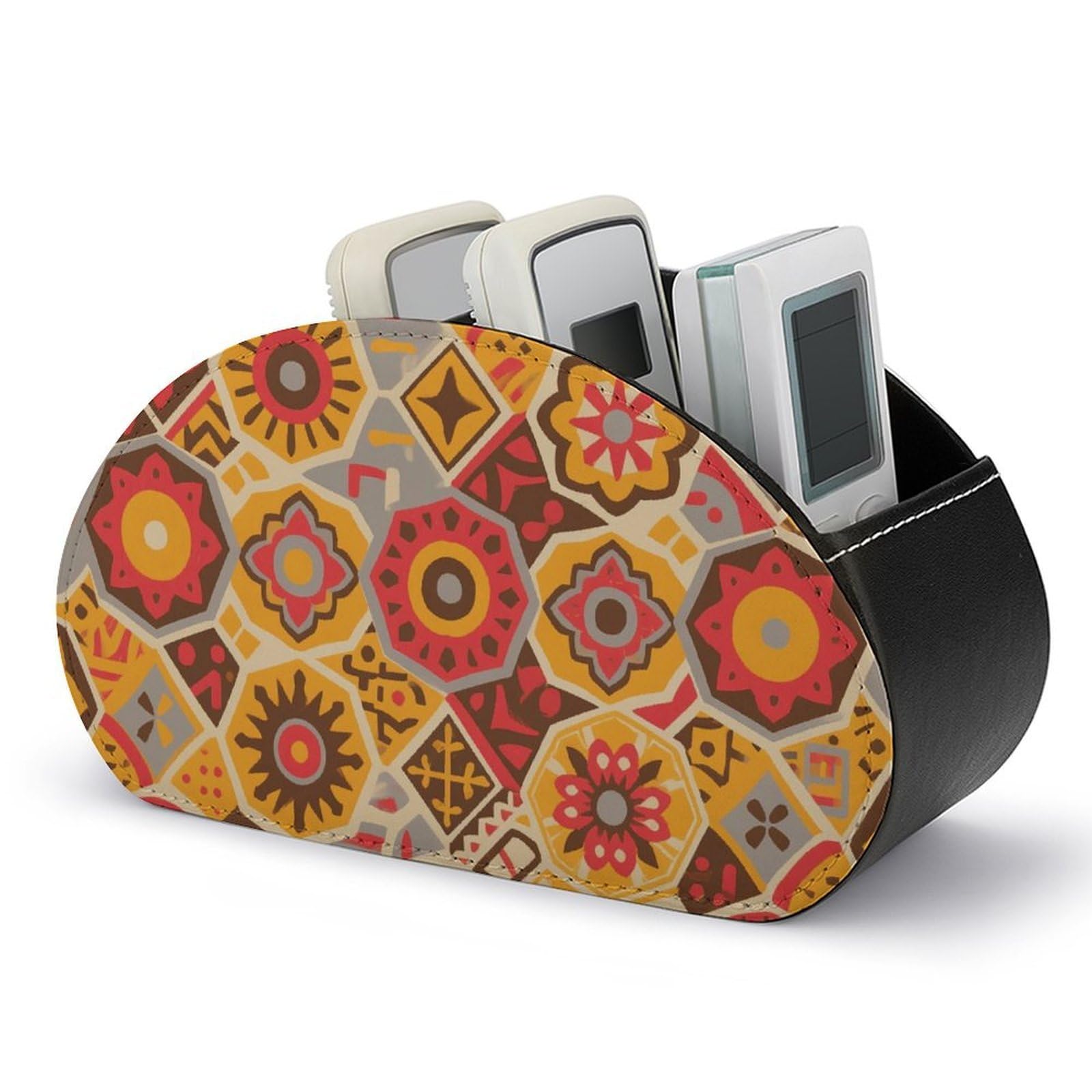 Boîte de rangement en cuir synthétique chic pour télécommandes et accessoires