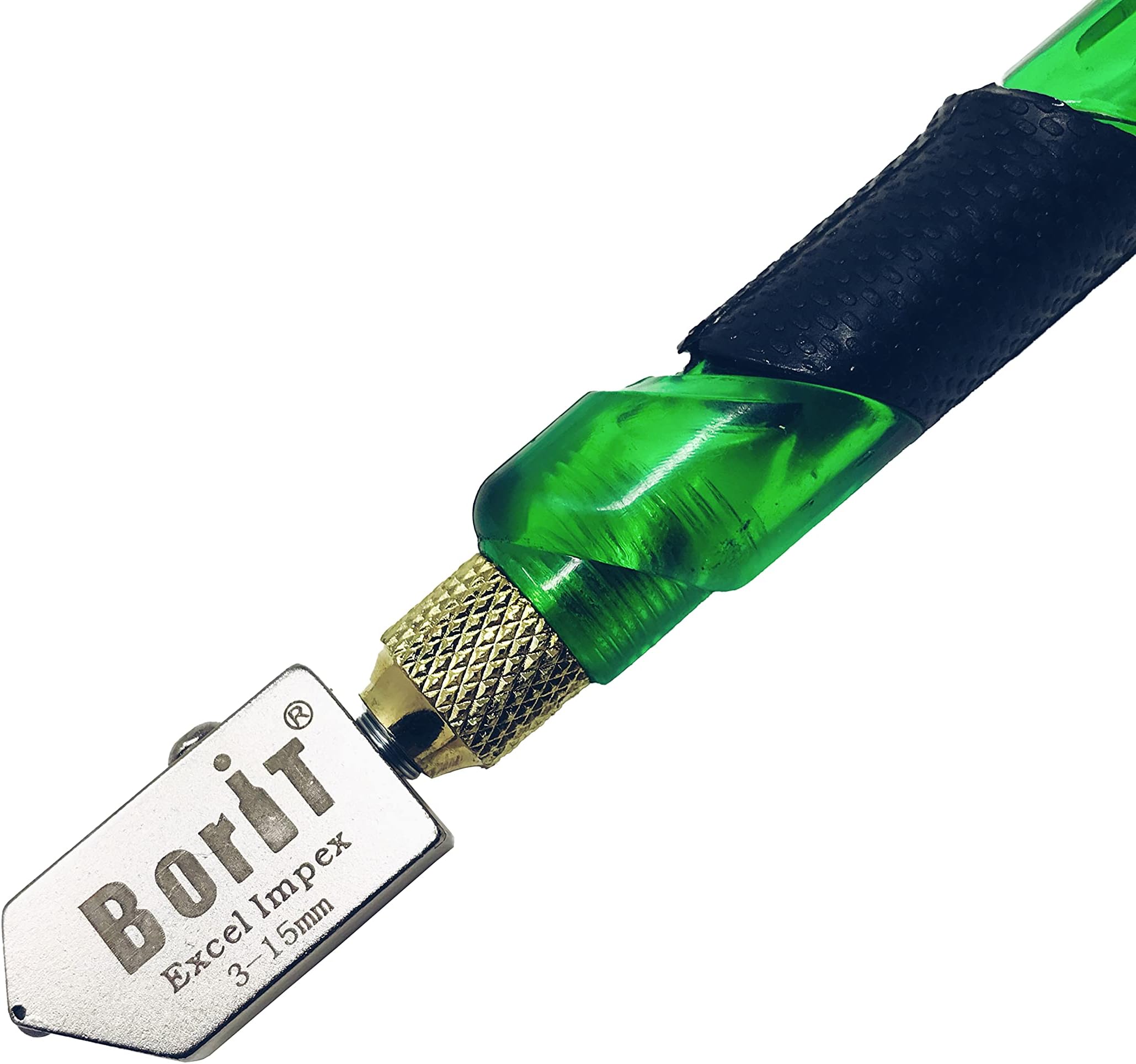 EXCEL IMPEX Borit Glass Cutter with Rubber Grip- Oil Feed Type (Green)