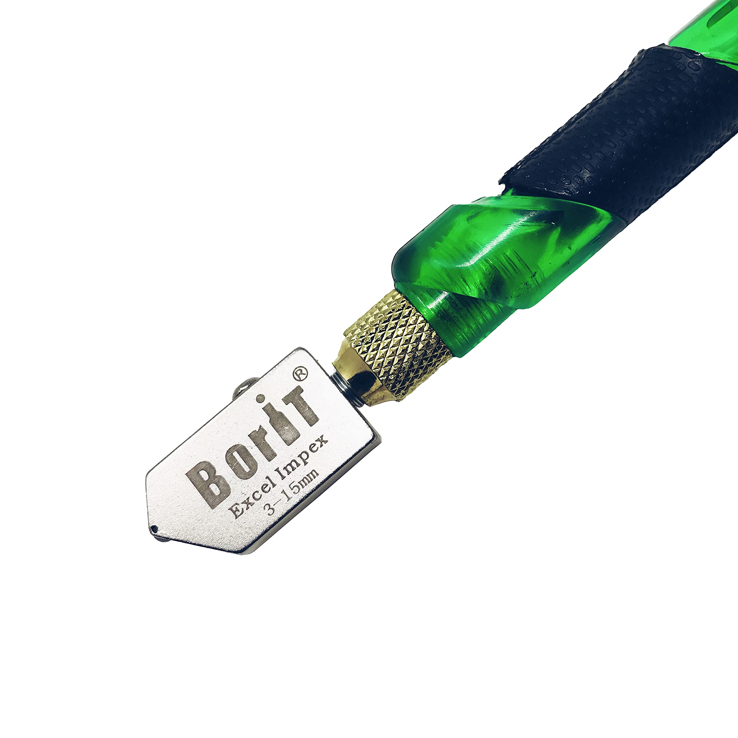 EXCEL IMPEX Borit Glass Cutter with Rubber Grip- Oil Feed Type (Green)